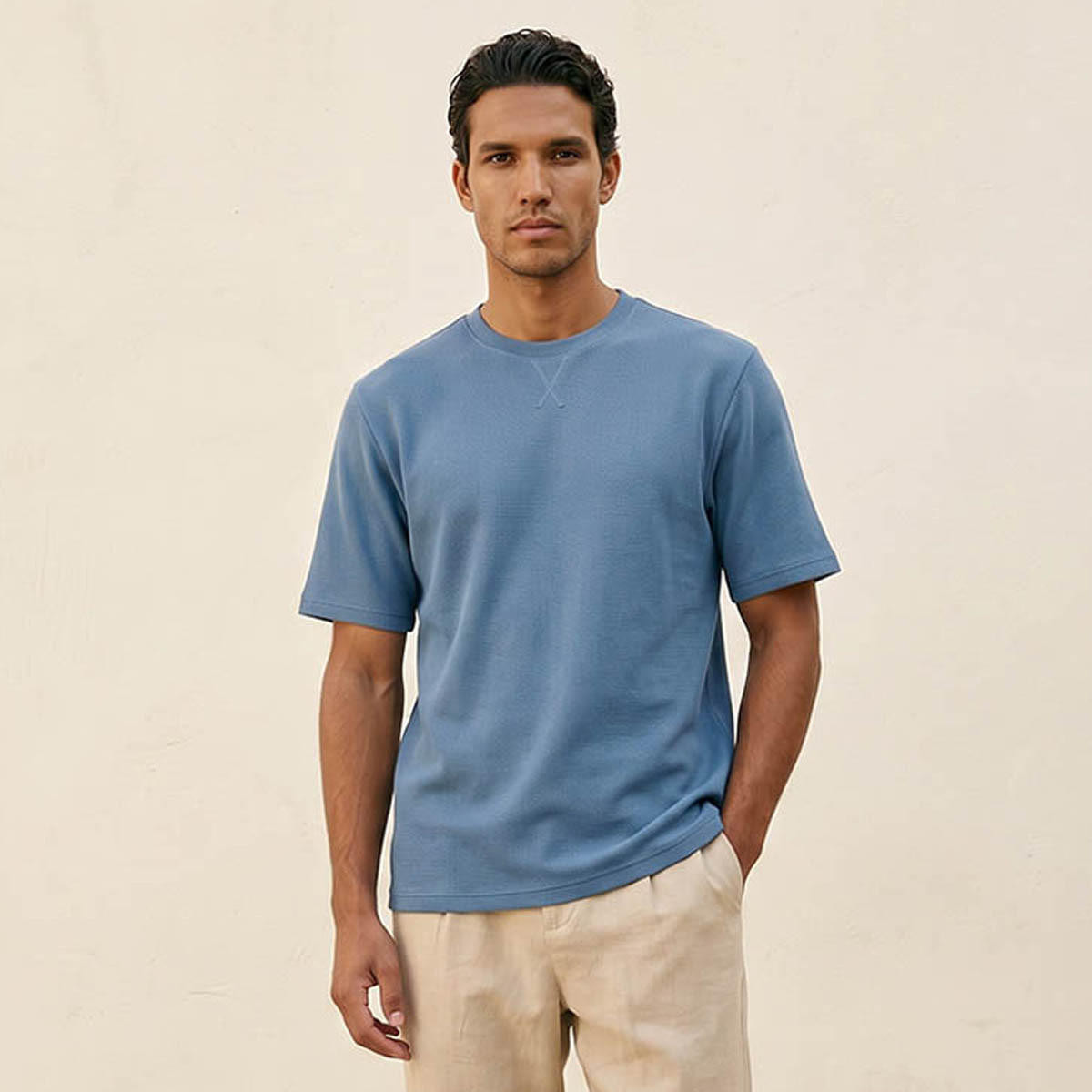 Splash Basics Regular Fit Crew Neck Textured T-shirt-men-clothing-tshirtsandpolos-tshirts-image-1