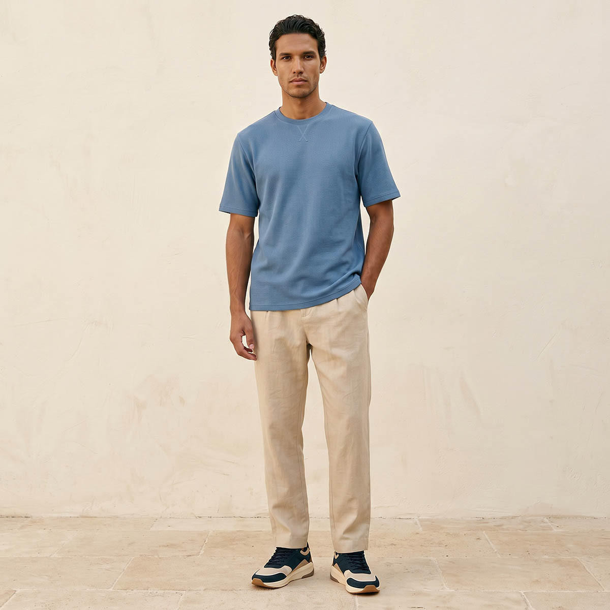 Splash Basics Regular Fit Crew Neck Textured T-shirt-men-clothing-tshirtsandpolos-tshirts-image-3