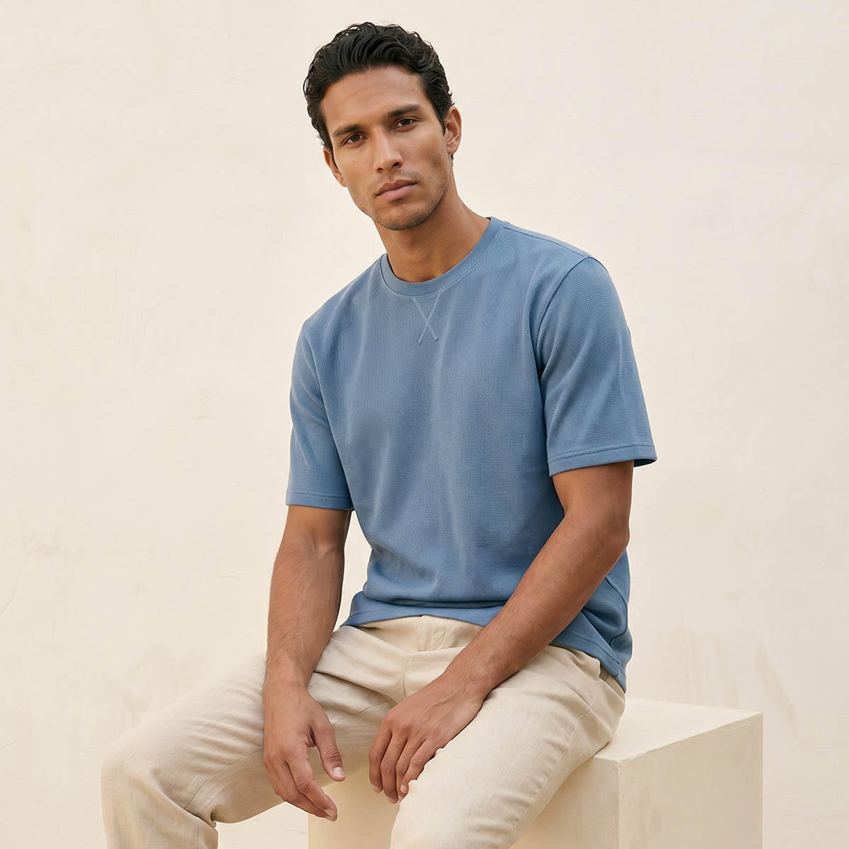 Splash Basics Regular Fit Crew Neck Textured T-shirt-men-clothing-tshirtsandpolos-tshirts-image-5