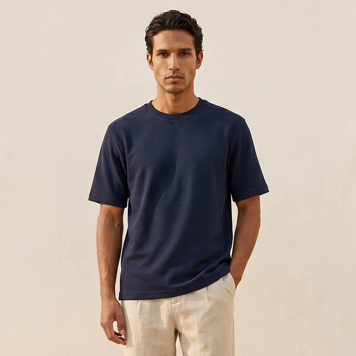 Splash Basics Regular Fit Crew Neck Textured T-shirt-men-clothing-tshirtsandpolos-tshirts-image-5