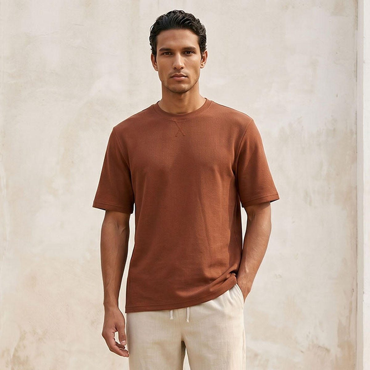 Splash Basics Regular Fit Crew Neck Textured T-shirt-men-clothing-tshirtsandpolos-tshirts-image-1