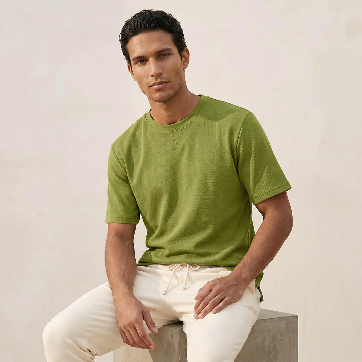 Splash Basics Regular Fit Crew Neck Textured T-shirt-men-clothing-tshirtsandpolos-tshirts-image-5