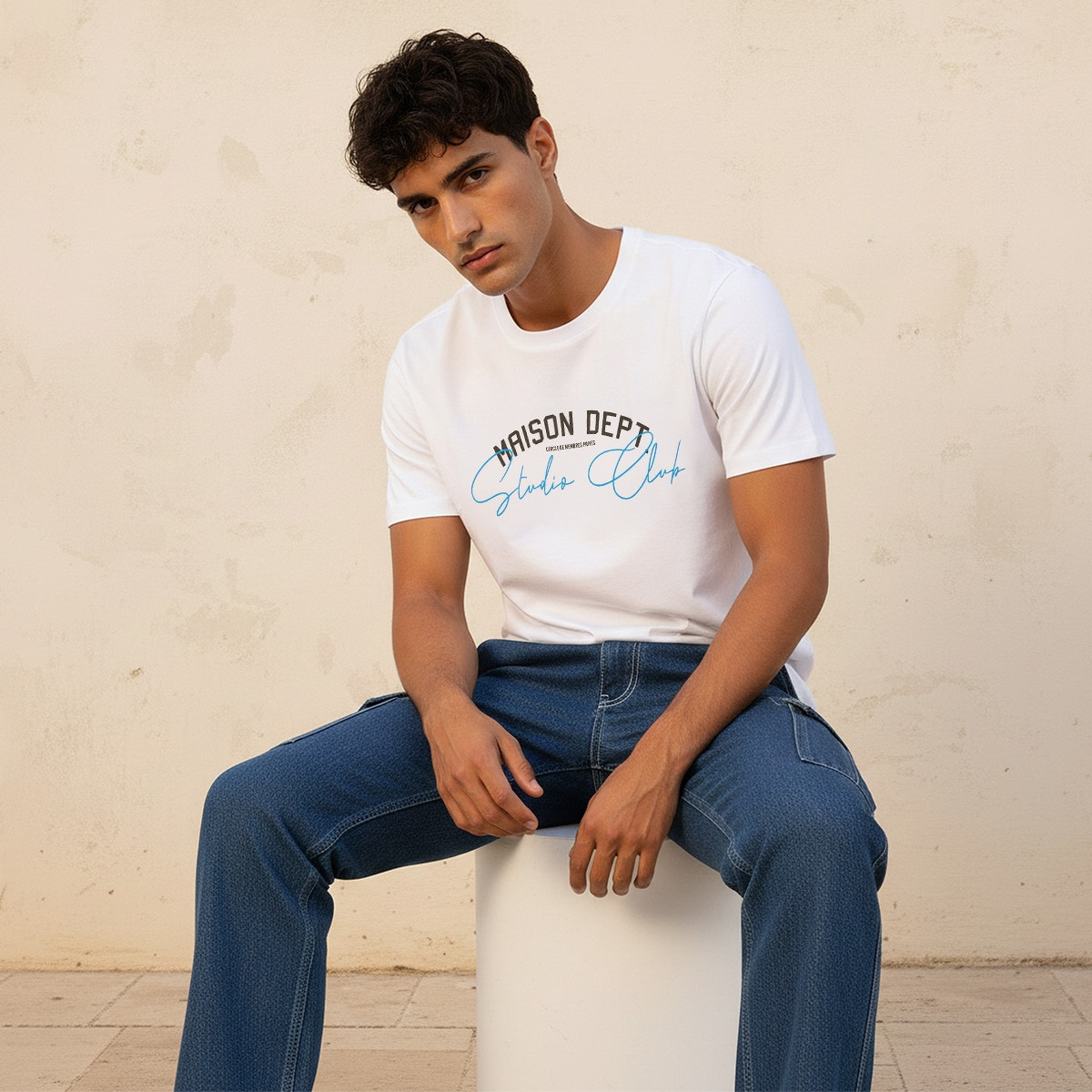 تيشيرت بقصة سليم وياقة ضيقة وأكمام قصيرة وطبعات من سبلاش بيسكس-men-clothing-tshirtsandpolos-tshirts-image-5