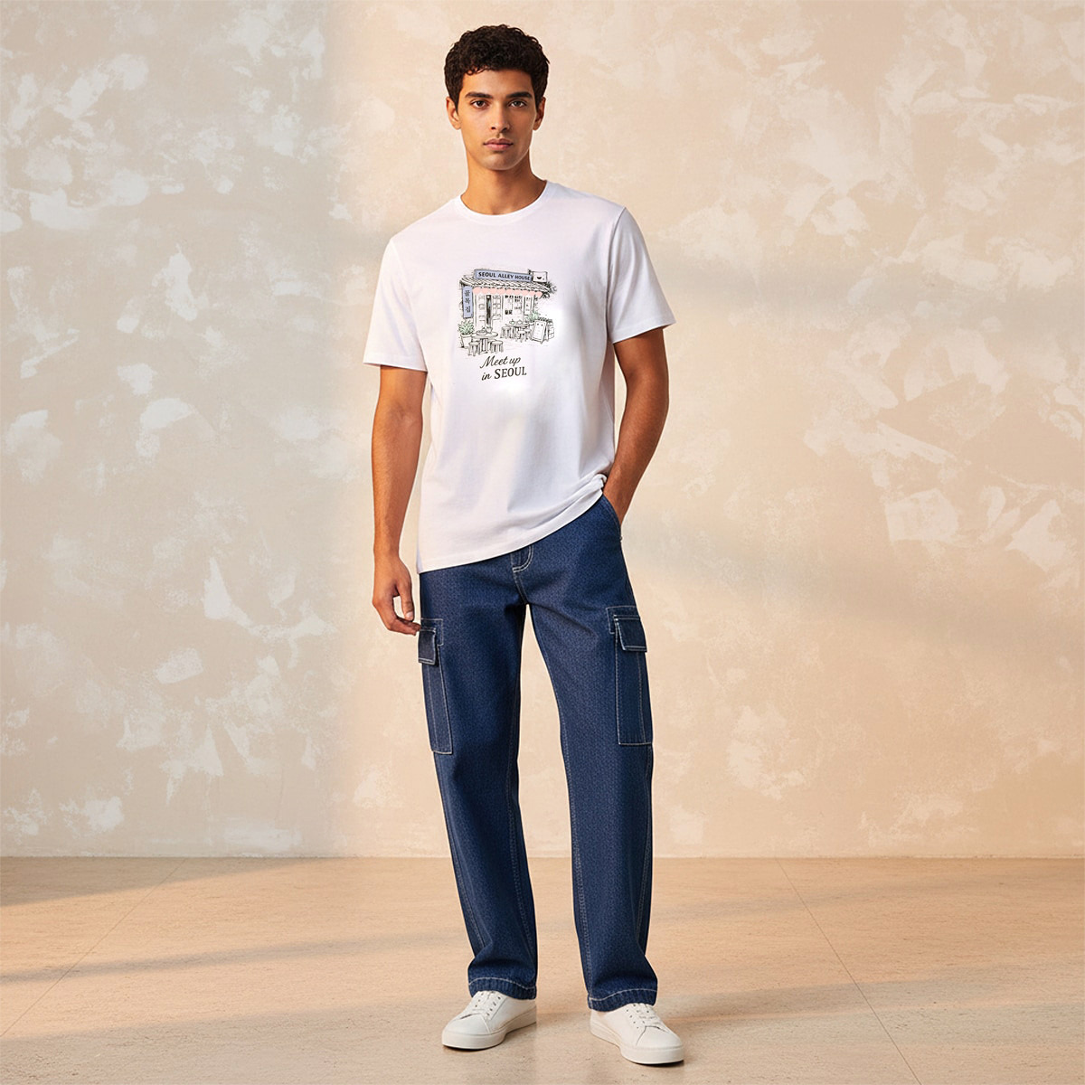 Splash Basic Slim Fit Crew Neck Short Sleeves Sketch Print T-shirt-men-clothing-tshirtsandpolos-tshirts-image-3