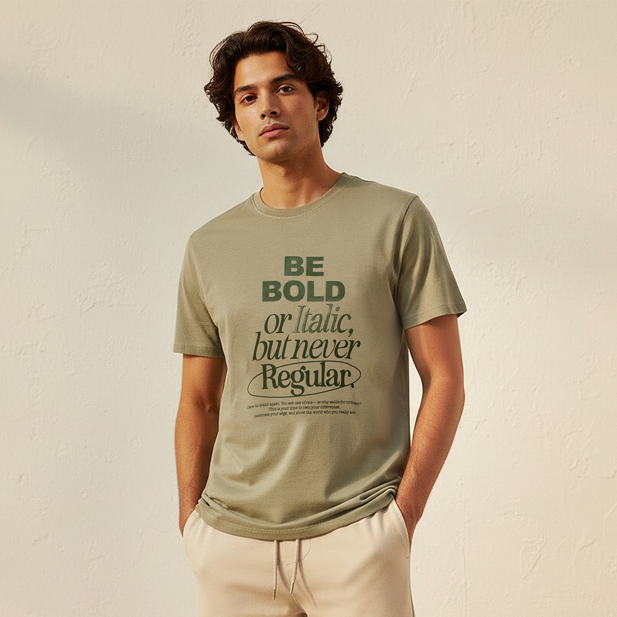 تيشيرت بقصة سليم وياقة ضيقة وأكمام قصيرة وطبعات من أساسيات سبلاش-men-clothing-tshirtsandpolos-tshirts-image-1