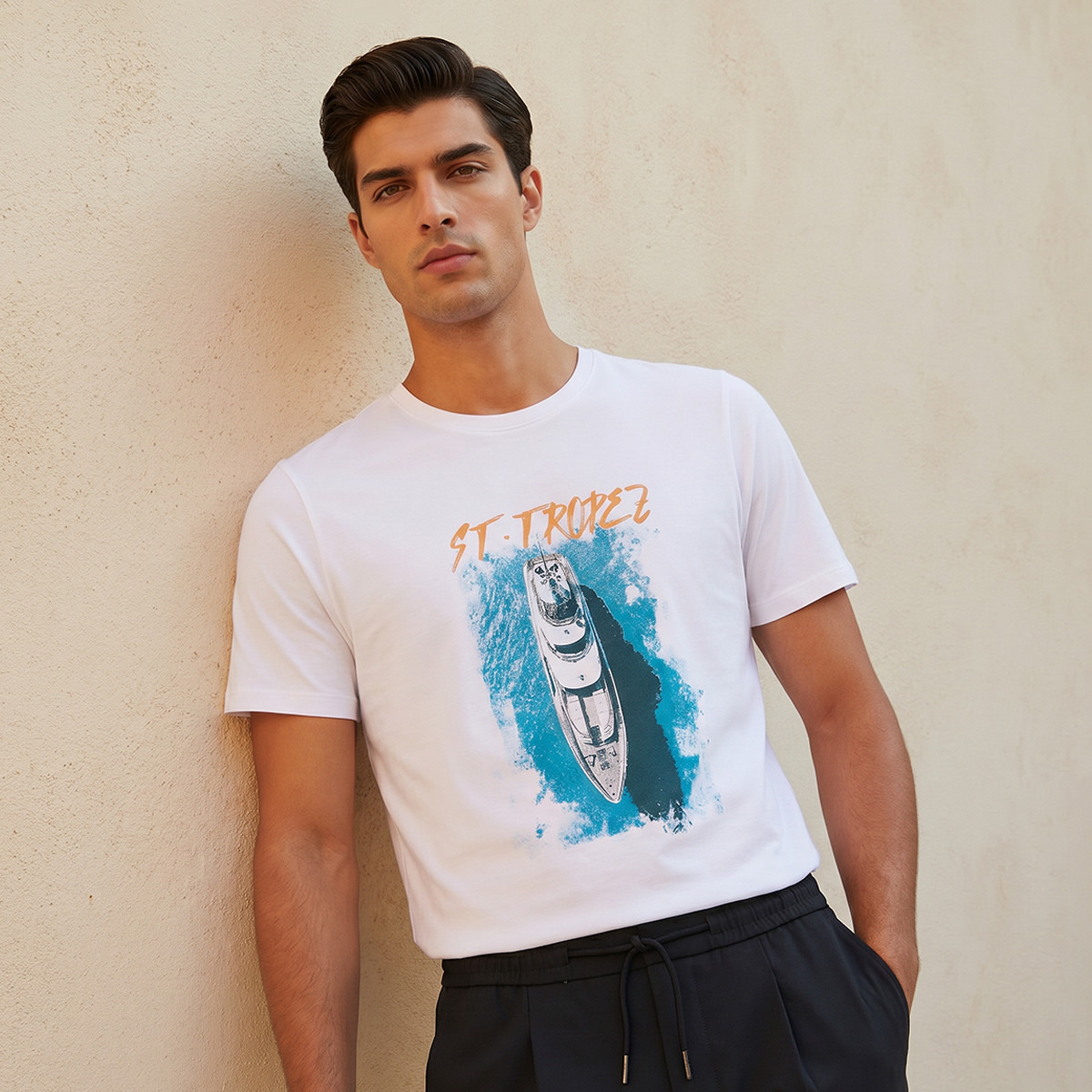 Men Slim Fit Crew Neck Short Sleeves Printed T-shirt-men-clothing-tshirtsandpolos-tshirts-image-1