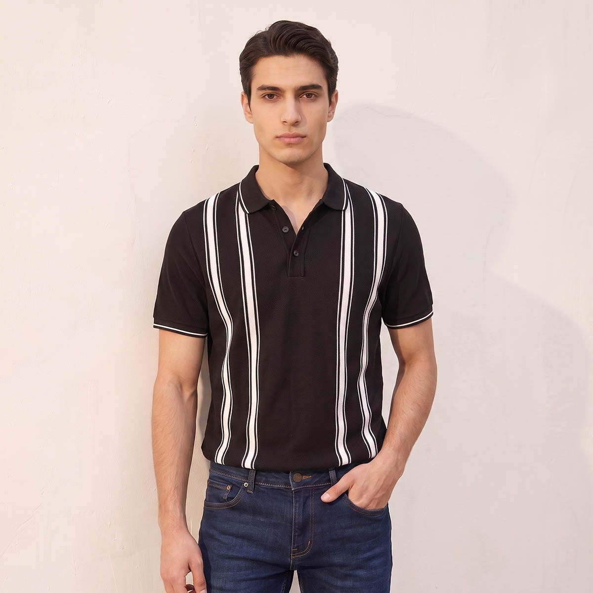 Splash Basic Short Sleeves Popcorn Textured Polo T-shirt-men-clothing-tshirtsandpolos-polos-image-1