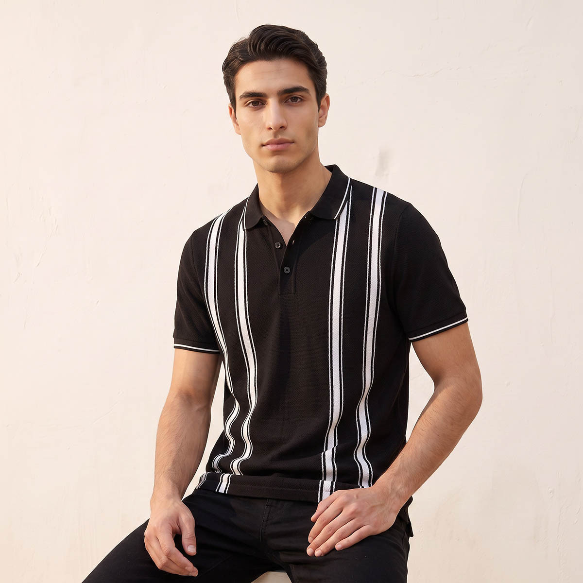 Splash Basic Short Sleeves Popcorn Textured Polo T-shirt-men-clothing-tshirtsandpolos-polos-image-5