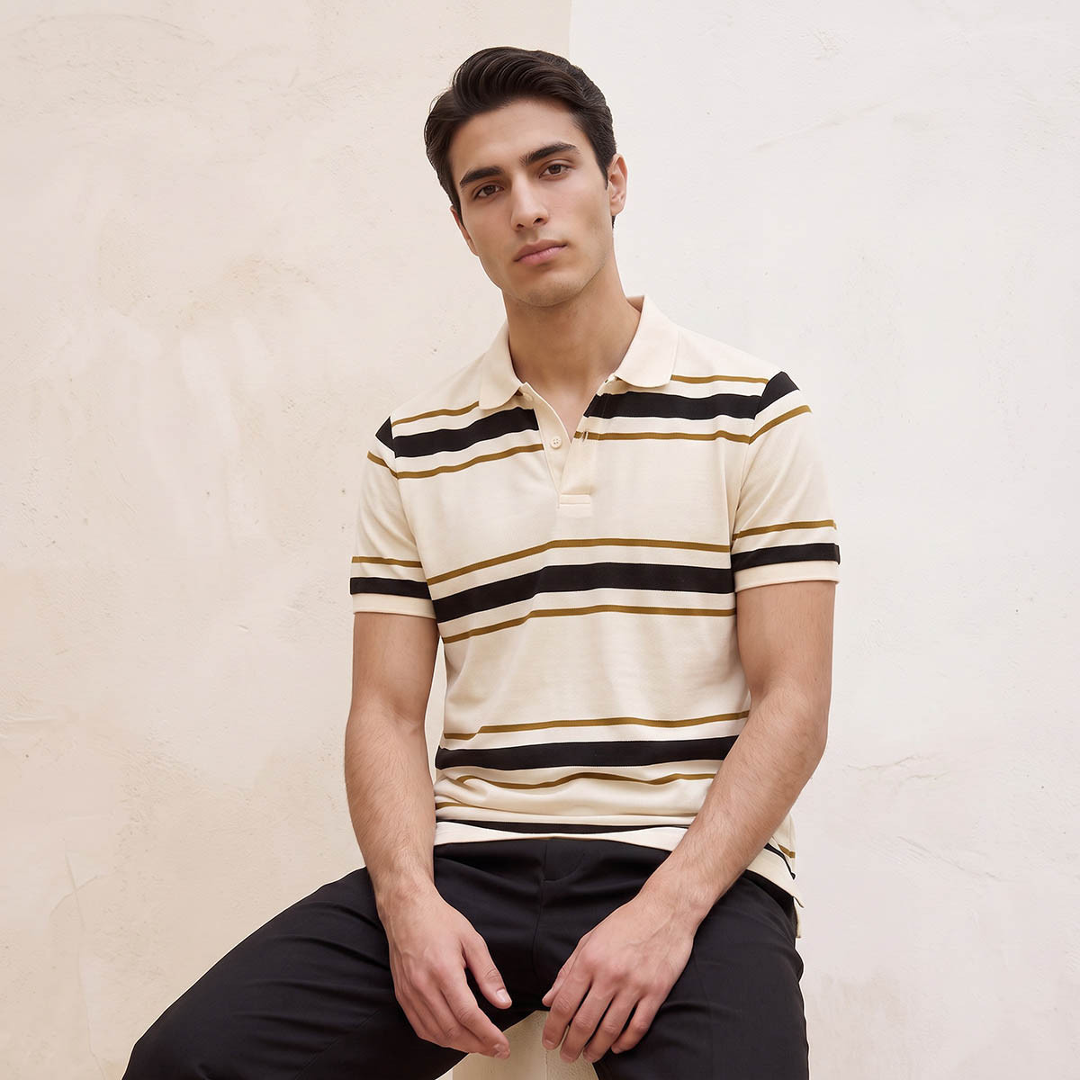 Splash Basic Short Sleeves Striped Pique Polo T-shirt-men-clothing-tshirtsandpolos-polos-image-1