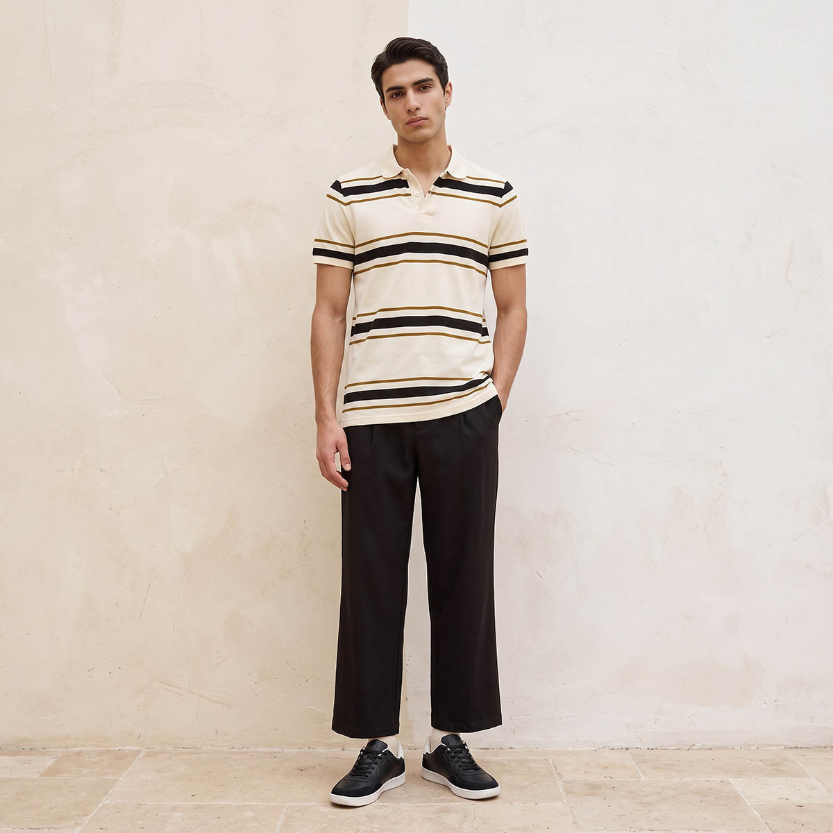 Splash Basic Short Sleeves Striped Pique Polo T-shirt-men-clothing-tshirtsandpolos-polos-image-3