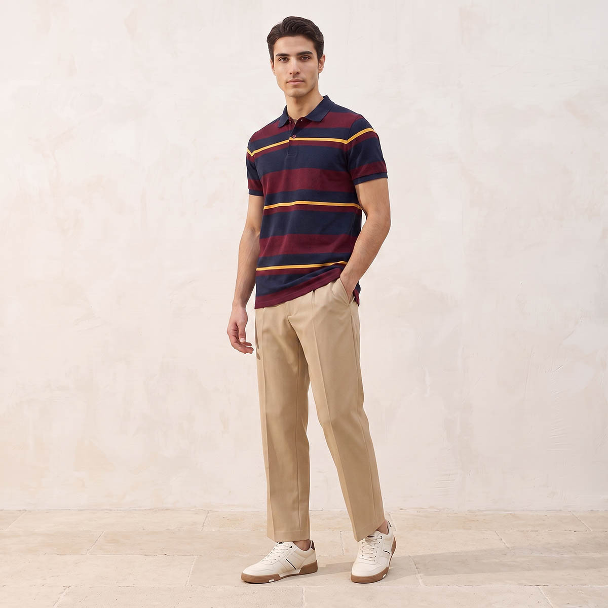 Splash Basic Short Sleeves Striped Pique Polo T-shirt-men-clothing-tshirtsandpolos-polos-image-3