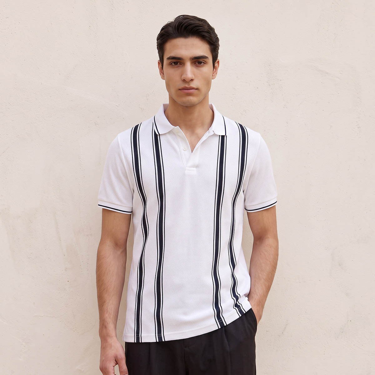 Splash Basic Short Sleeves Popcorn Textured Polo T-shirt-men-clothing-tshirtsandpolos-polos-image-1
