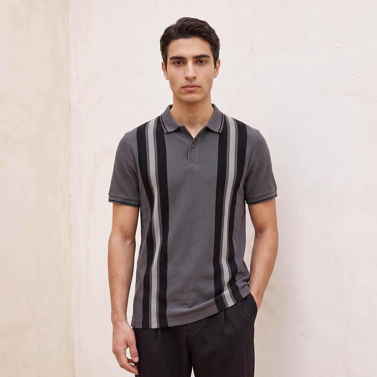 Splash Basic Short Sleeves Striped Ottoman Polo T-shirt-men-clothing-tshirtsandpolos-polos-image-1