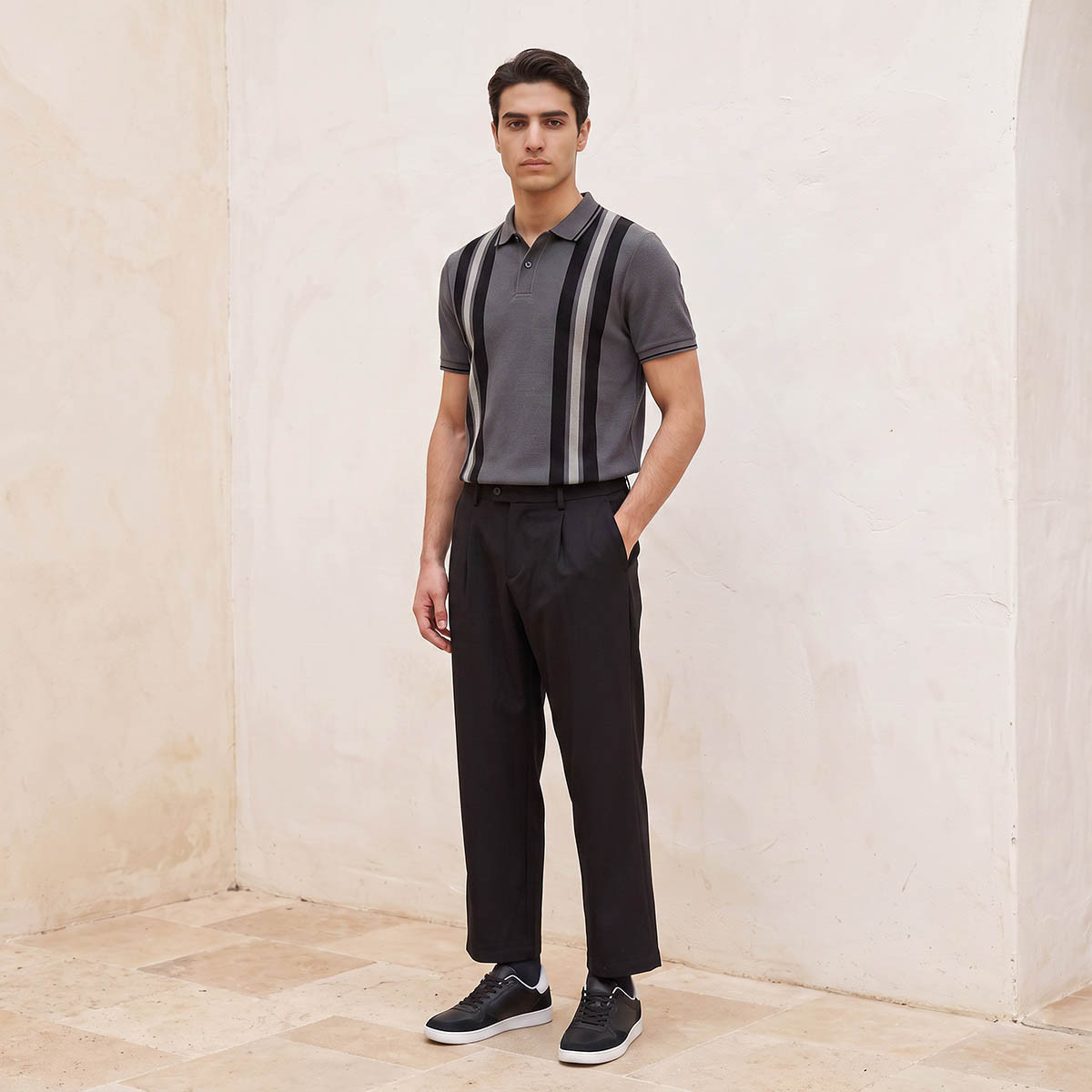 Splash Basic Short Sleeves Striped Ottoman Polo T-shirt-men-clothing-tshirtsandpolos-polos-image-3