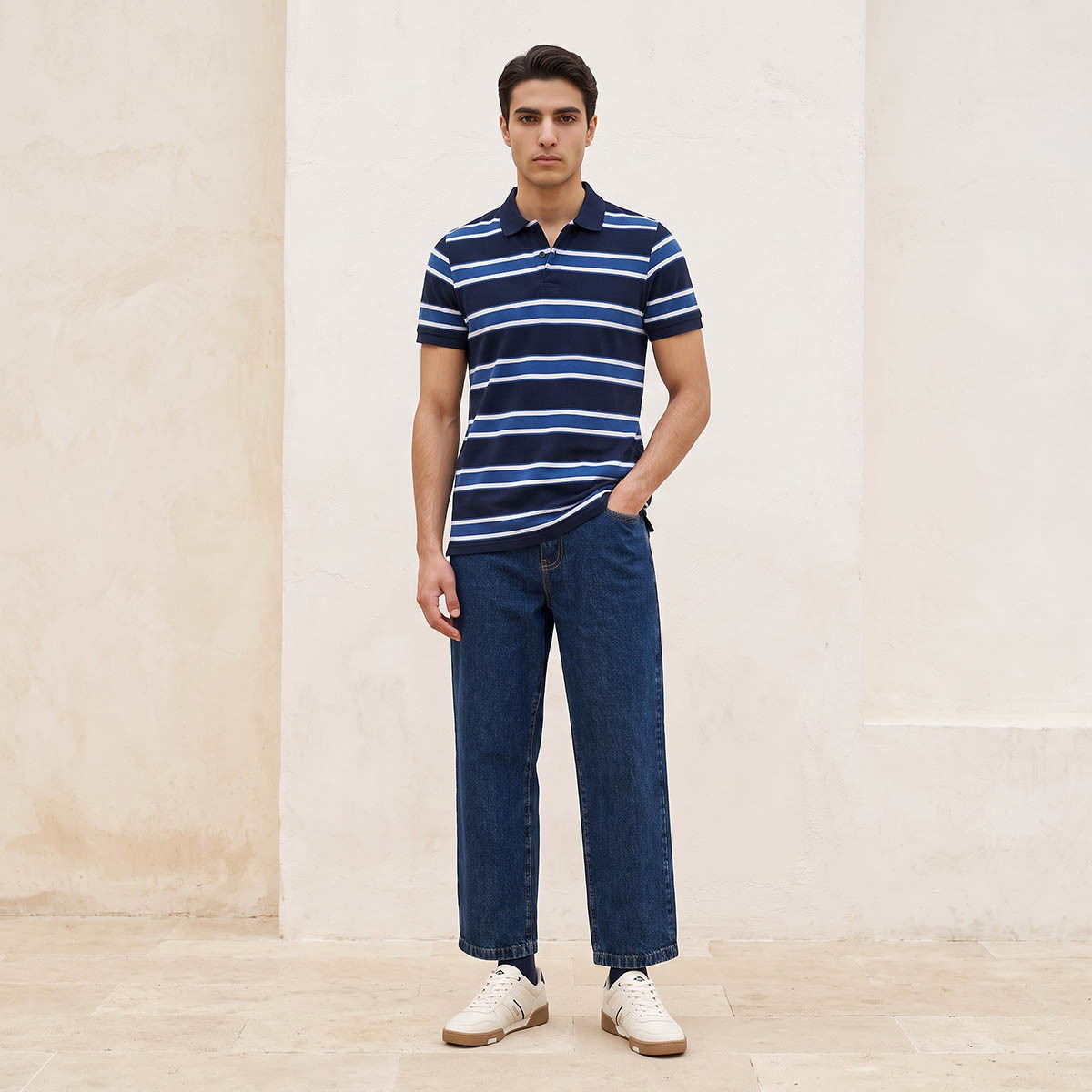 Splash Basic Short Sleeves Striped Pique Polo T-shirt-men-clothing-tshirtsandpolos-polos-image-3