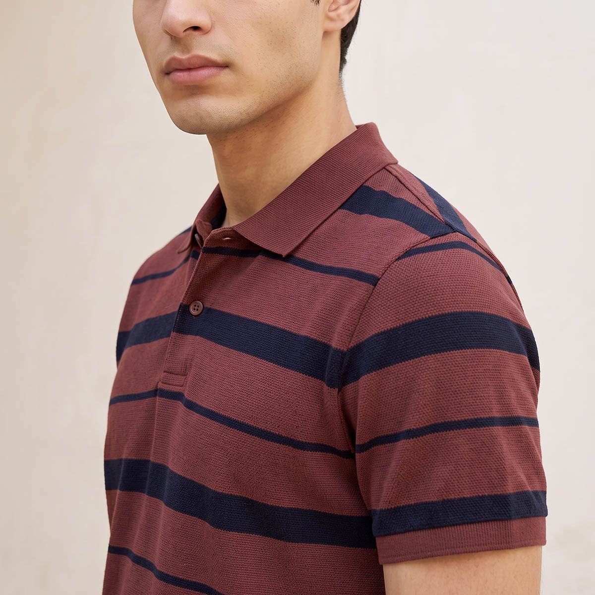 تيشيرت بولو بيكيه مقلم بأكمام قصيرة من سبلاش بيسك-men-clothing-tshirtsandpolos-polos-image-6