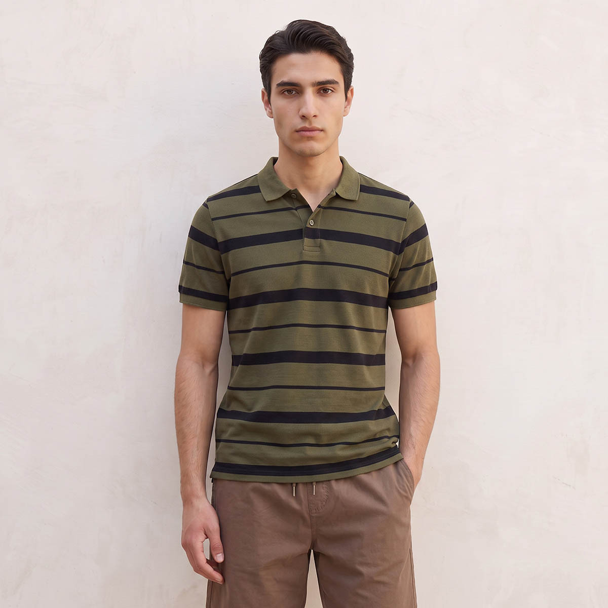Splash Basic Short Sleeves Striped Pique Polo T-shirt-men-clothing-tshirtsandpolos-polos-image-1