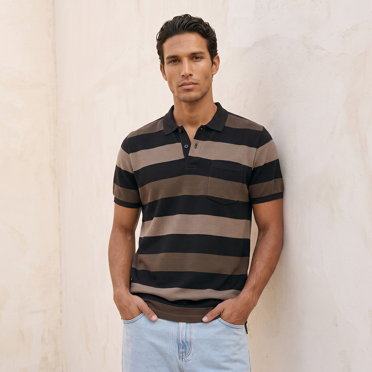 Splash Basics Polo T-shirt with Stripes-men-clothing-tshirtsandpolos-polos-image-1
