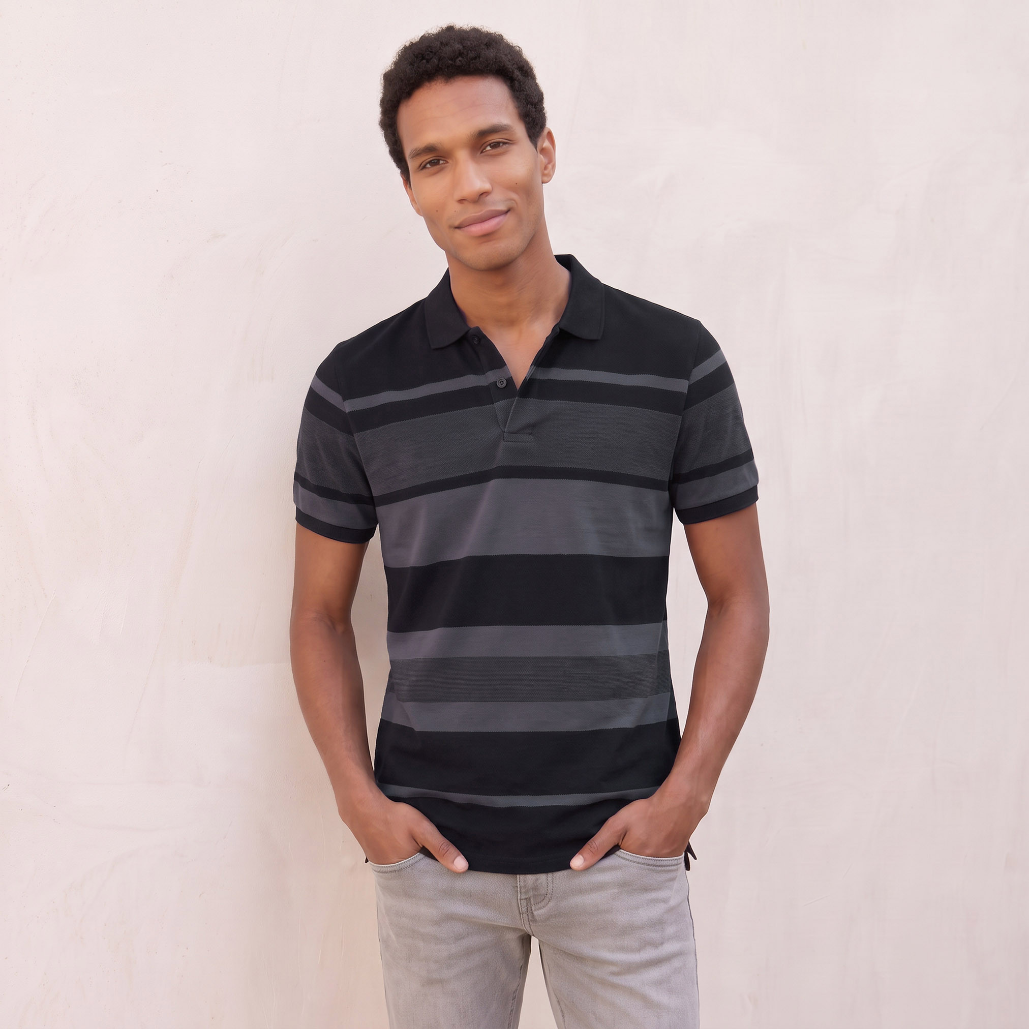 Splash Basics Regular Fit Pique Polo T-shirt with Stripes-men-clothing-tshirtsandpolos-polos-image-1