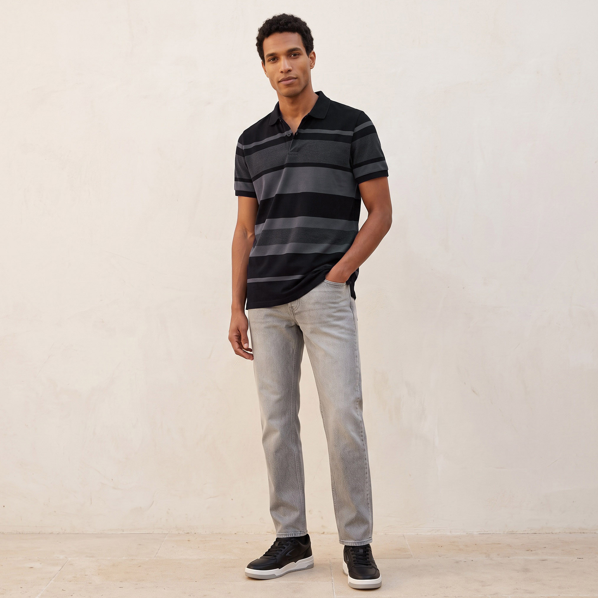 Splash Basics Regular Fit Pique Polo T-shirt with Stripes-men-clothing-tshirtsandpolos-polos-image-2