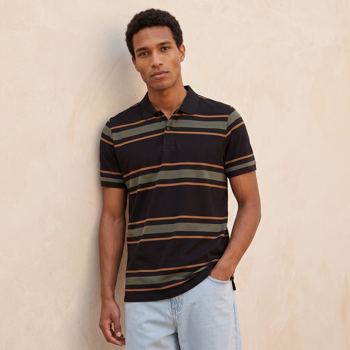 Splash Basics Pique Polo T-shirt with Stripes-men-clothing-tshirtsandpolos-polos-image-1