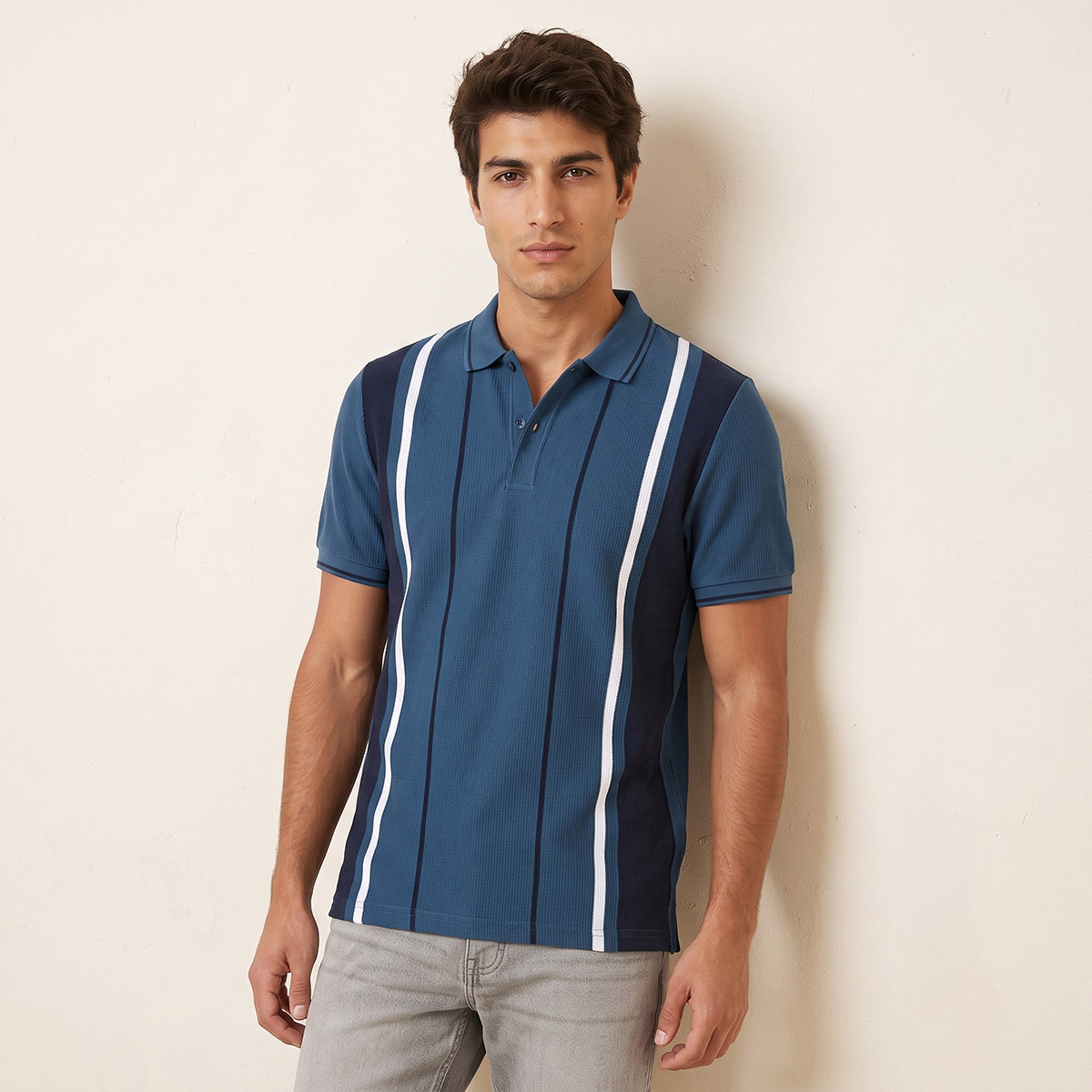 Splash Basics Polo T-shirt with Stripes-men-clothing-tshirtsandpolos-polos-image-1