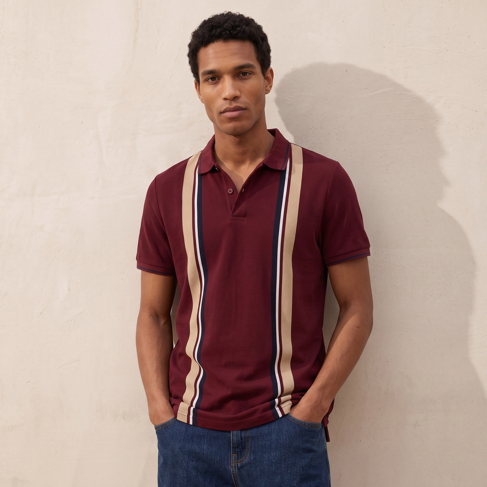 Splash Basics Regular Fit Pique Polo T-shirt with Stripes-men-clothing-tshirtsandpolos-polos-image-1