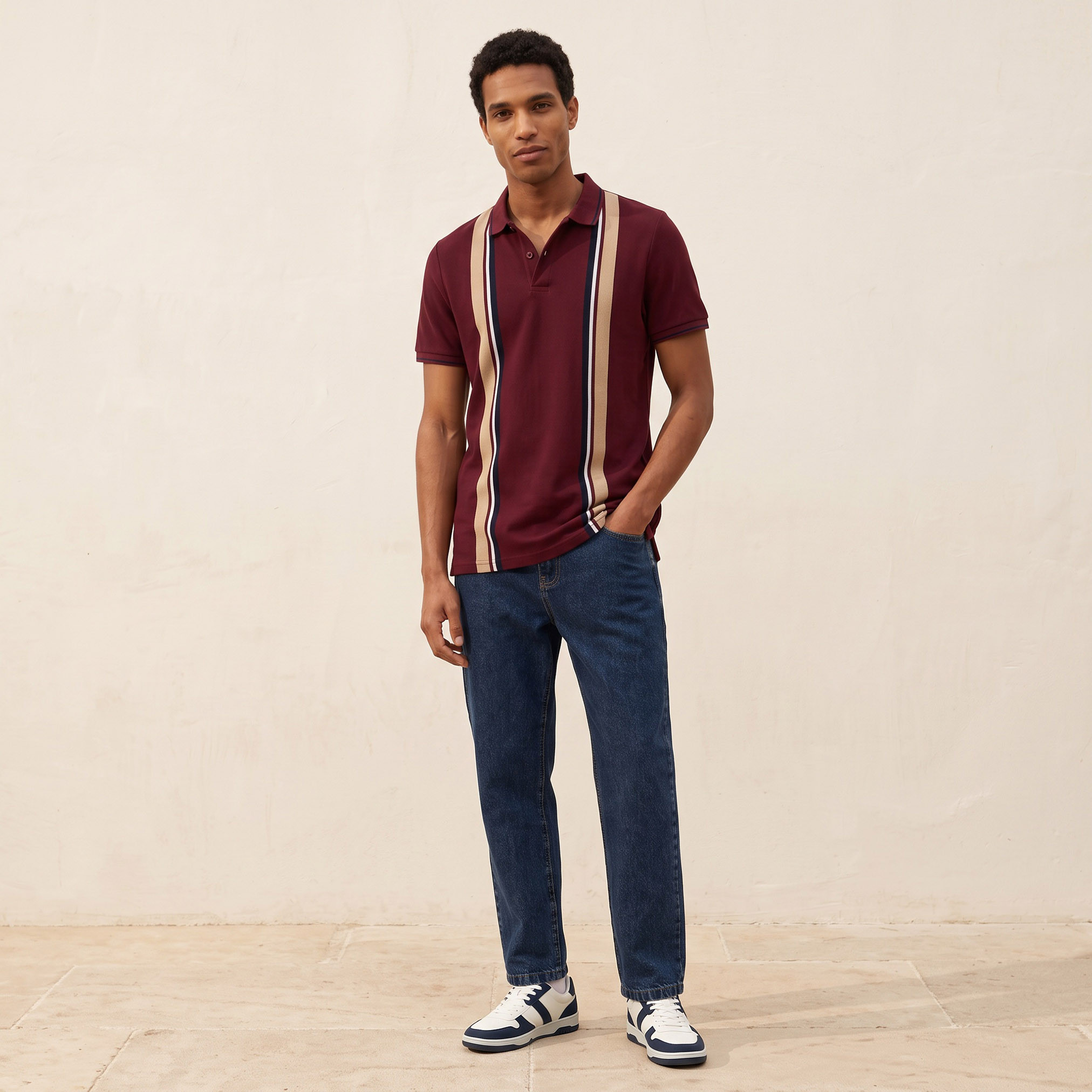Splash Basics Regular Fit Pique Polo T-shirt with Stripes-men-clothing-tshirtsandpolos-polos-image-2