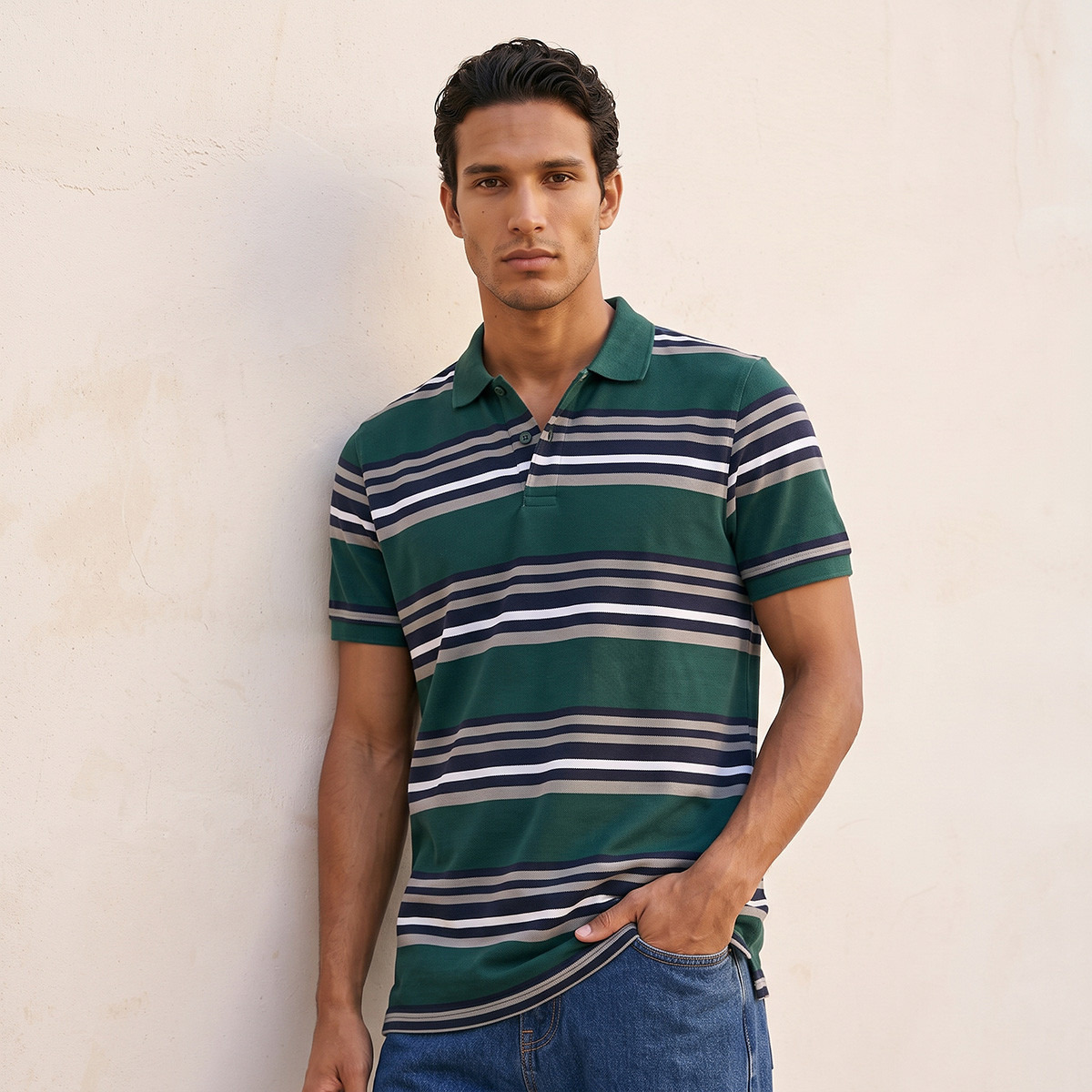 Splash Basics Pique Polo T-shirt with Stripes-men-clothing-tshirtsandpolos-polos-image-1
