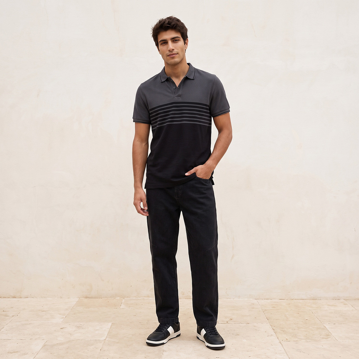 تيشيرت بولو بملمس بوبكورن بارز من سبلاش بيسك-men-clothing-tshirtsandpolos-polos-image-2