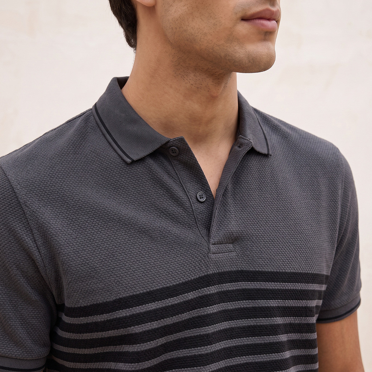 تيشيرت بولو بملمس بوبكورن بارز من سبلاش بيسك-men-clothing-tshirtsandpolos-polos-image-4