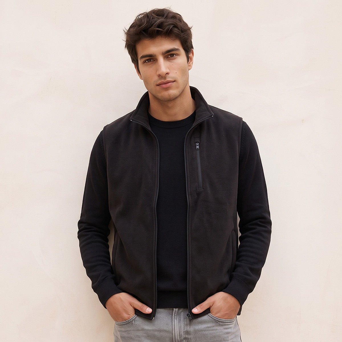 Splash Basics High Neck Fleece Gilet with Pockets-men-clothing-jacketsandblazers-jackets-image-1