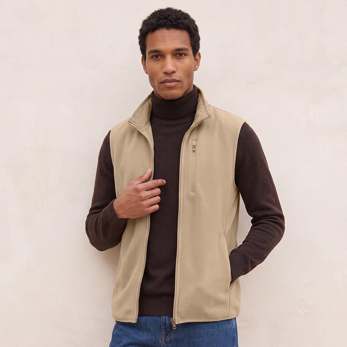 Splash Basics High Neck Fleece Gilet with Pockets-men-clothing-jacketsandblazers-jackets-image-1