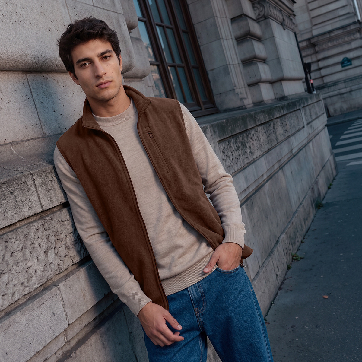 جيليه فليس بياقة عالية وجيوب من سبلاش بيسكس-men-clothing-jacketsandblazers-jackets-image-6