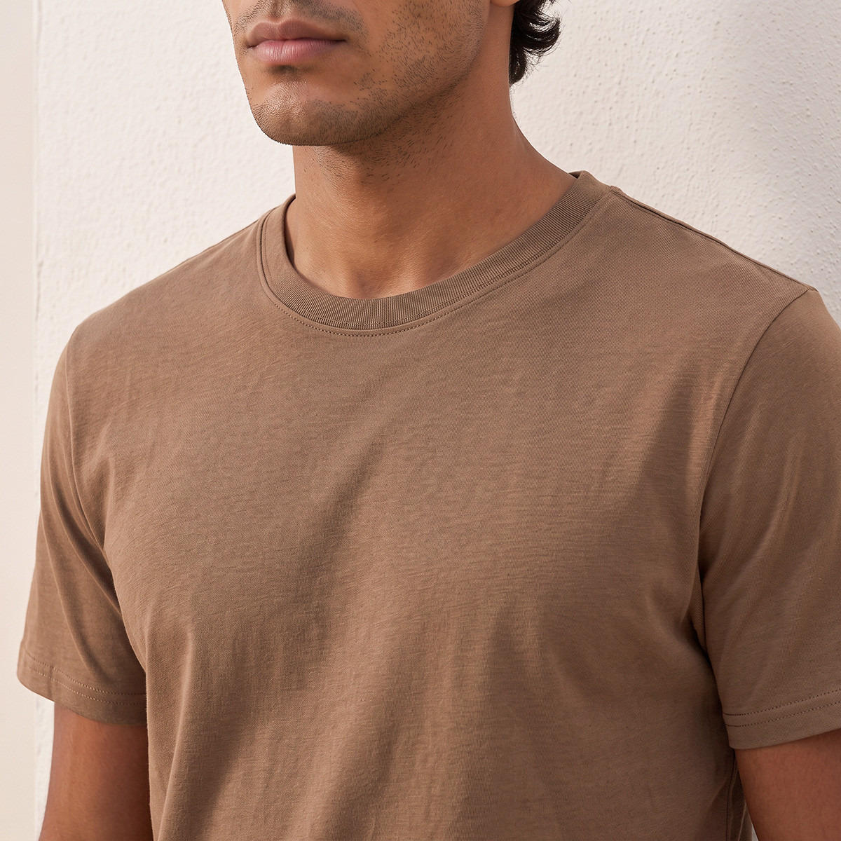 تيشيرت قطن بياقة ضيقة من سبلاش بيسيك-men-clothing-tshirtsandpolos-tshirts-image-4