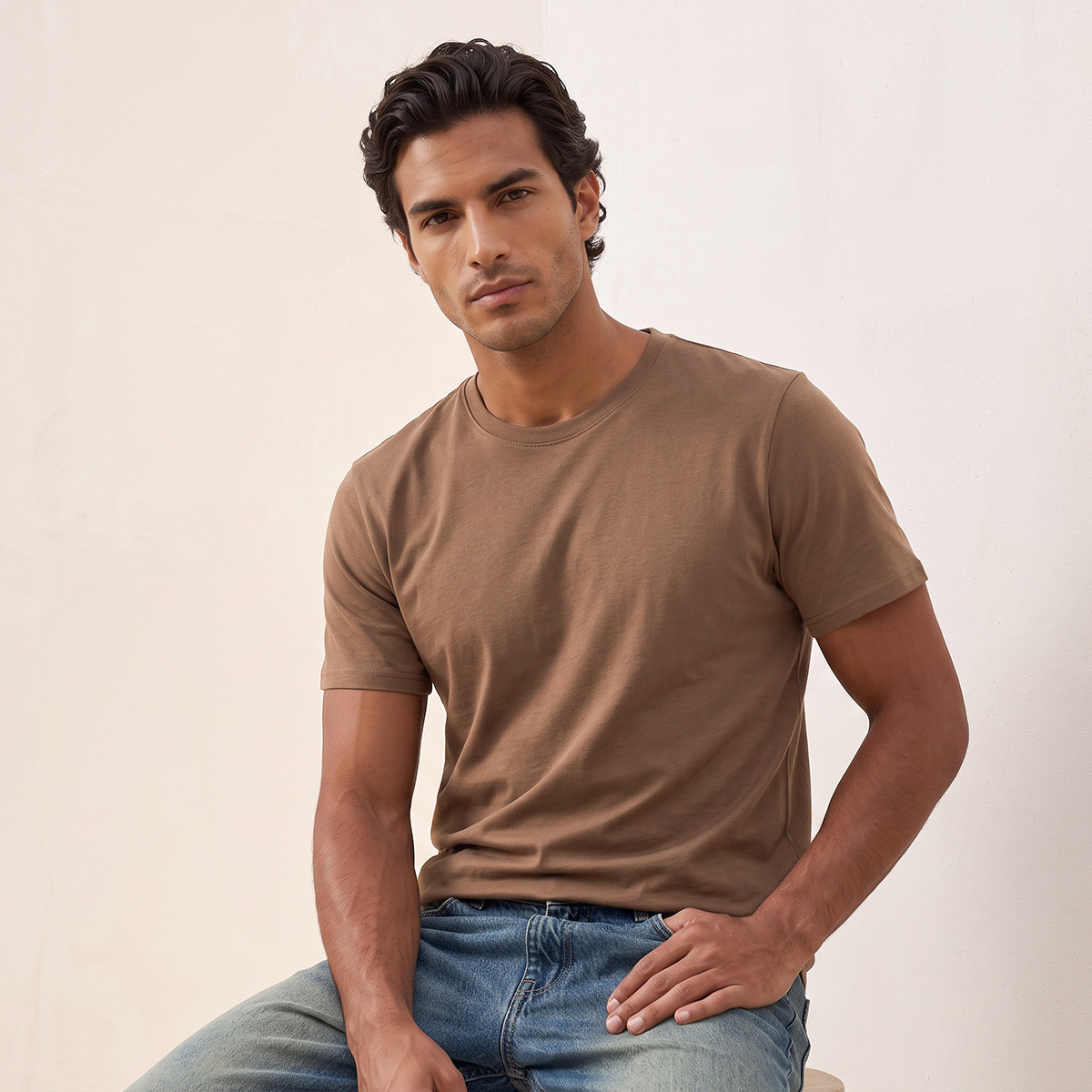 تيشيرت قطن بياقة ضيقة من سبلاش بيسيك-men-clothing-tshirtsandpolos-tshirts-image-5