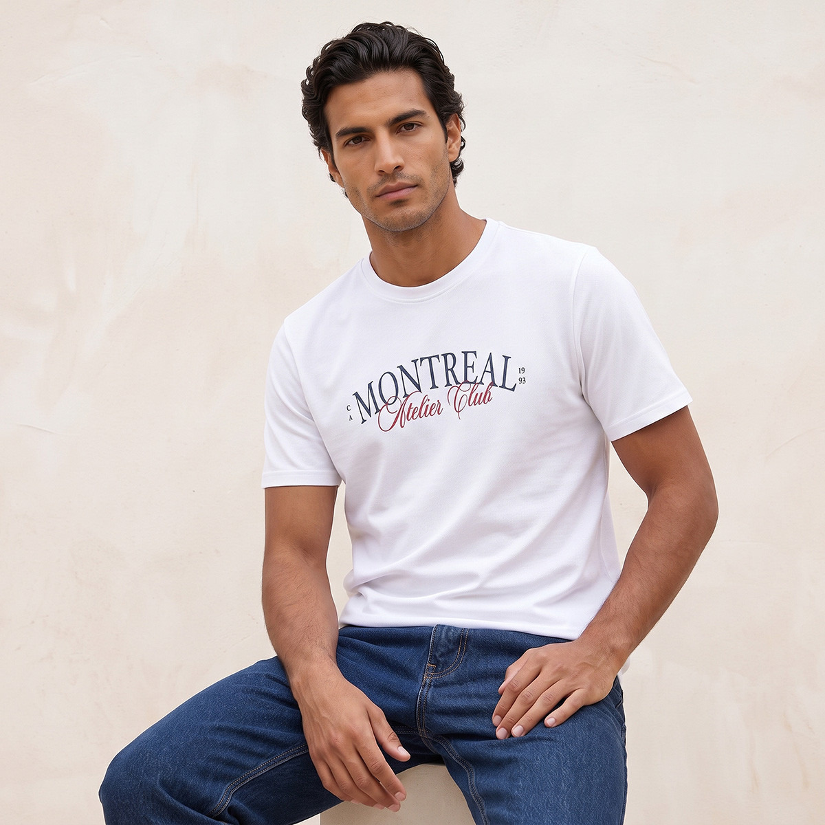 تيشيرت قطن بياقة مستديرة وقصة مستقيمة من سبلاش-men-clothing-tshirtsandpolos-tshirts-image-1