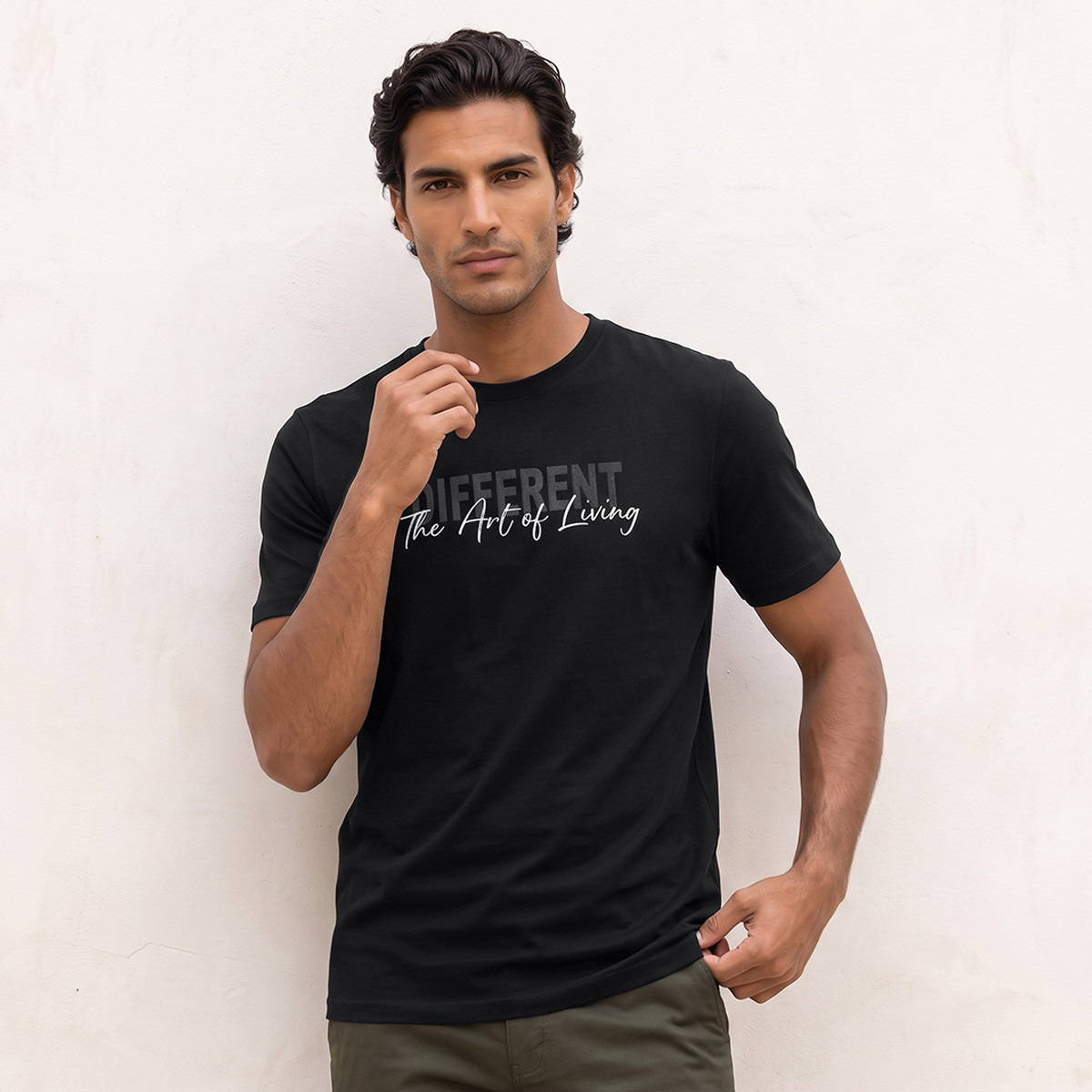 تيشيرت قطن بقصة مستقيمة وياقة مستديرة من سبلاش-men-clothing-tshirtsandpolos-tshirts-image-1