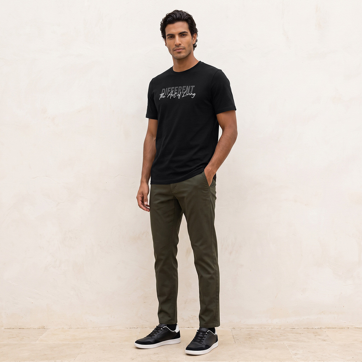 تيشيرت قطن بقصة مستقيمة وياقة مستديرة من سبلاش-men-clothing-tshirtsandpolos-tshirts-image-2