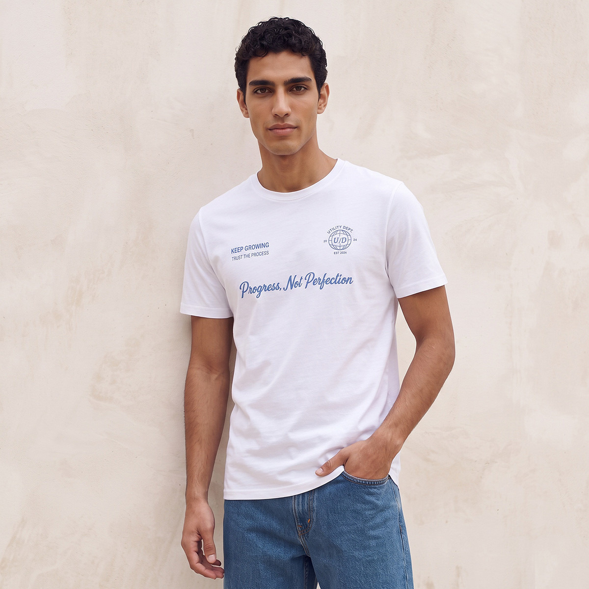 تيشيرت قطن بقصة مستقيمة وياقة دائرية من سبلاش-men-clothing-tshirtsandpolos-tshirts-image-1