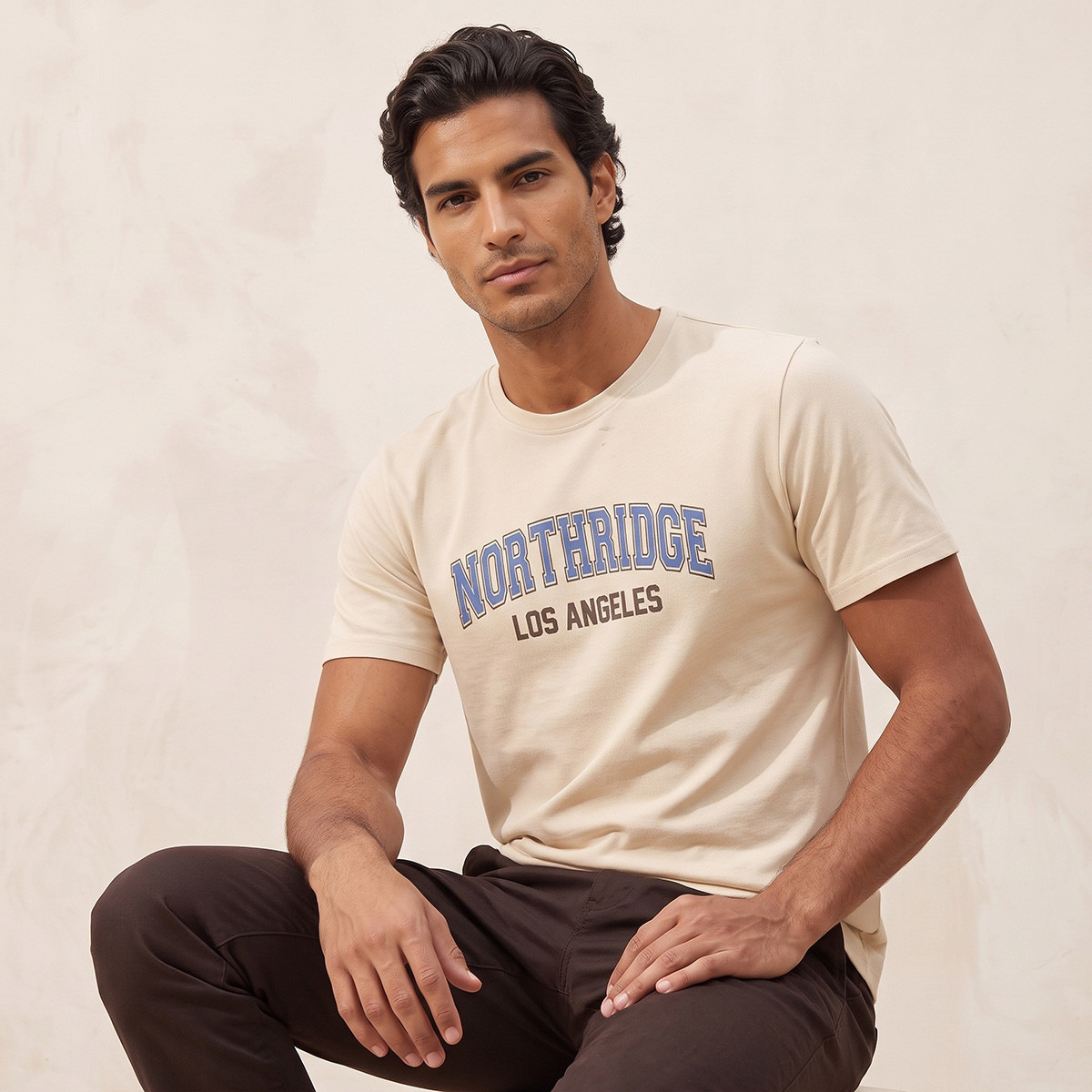 تيشيرت قطن بياقة ضيقة وقصة عادية من بيزيكس من سبلاش-men-clothing-tshirtsandpolos-tshirts-image-1