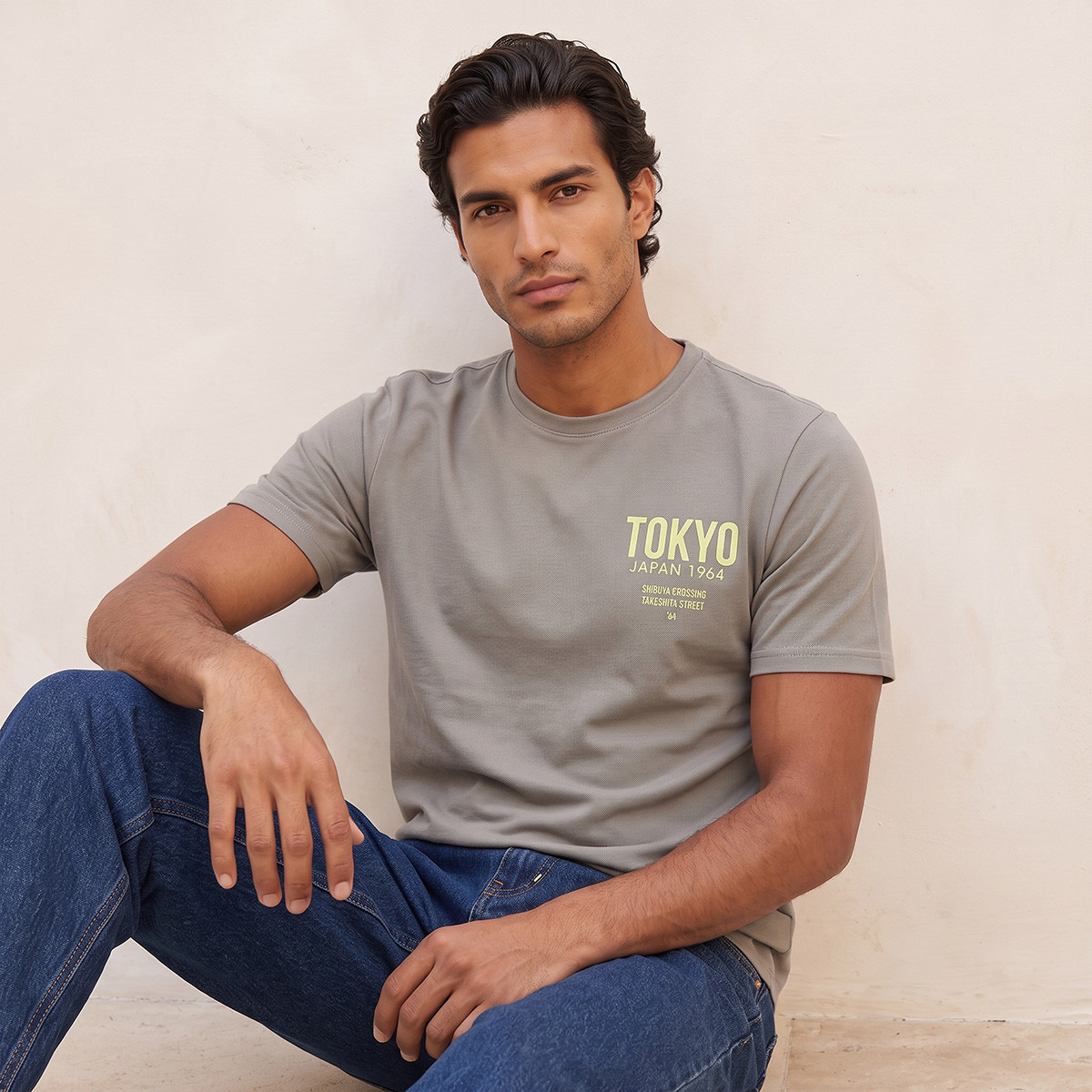 تيشيرت قطن بياقة ضيقة وقصة عادية من بيزيكس من سبلاش-men-clothing-tshirtsandpolos-tshirts-image-5