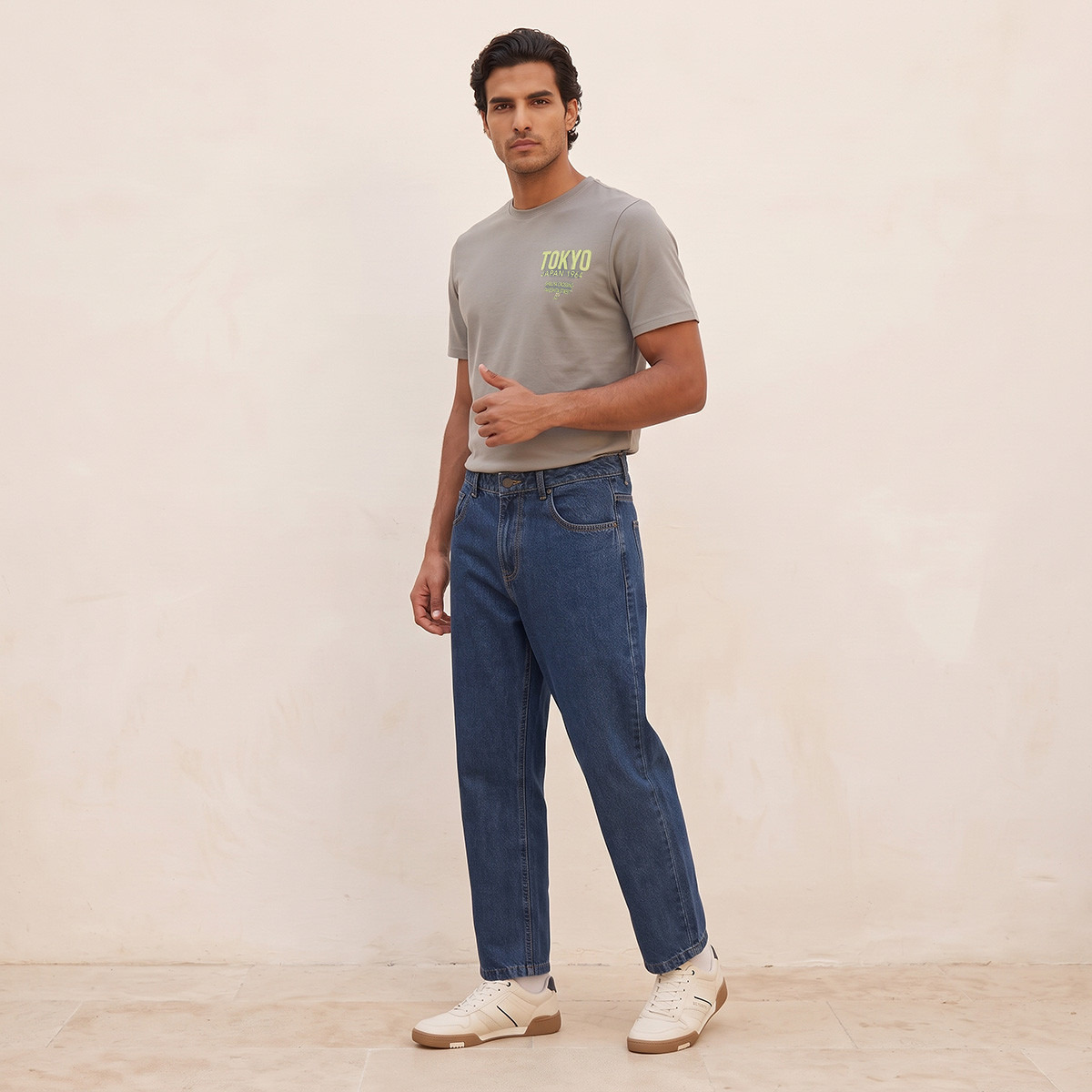 تيشيرت قطن بياقة ضيقة وقصة عادية من بيزيكس من سبلاش-men-clothing-tshirtsandpolos-tshirts-image-6
