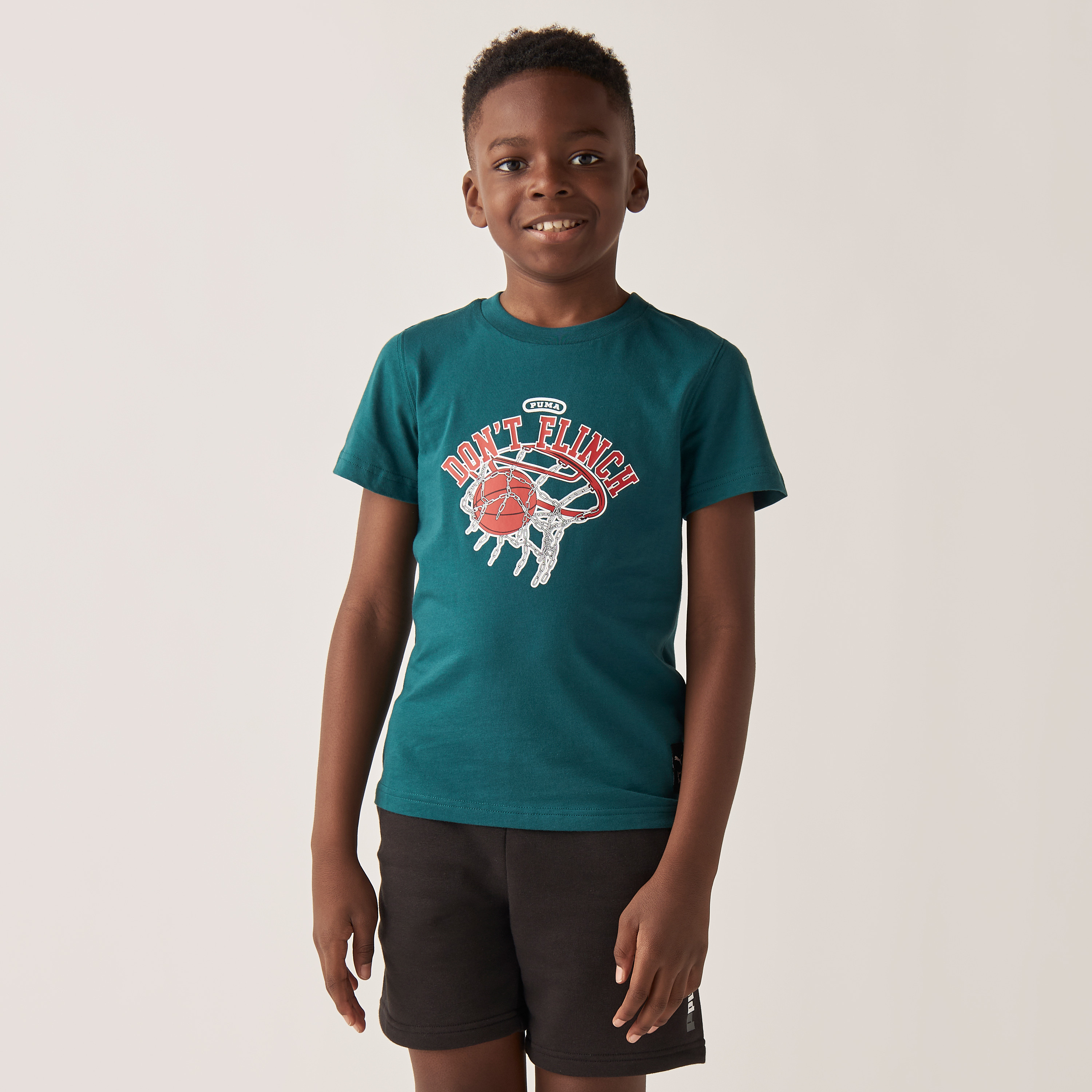 Buy PUMA Basketball Print T shirt with Crew Neck and Short Sleeves Online for Boys Centrepoint UAE