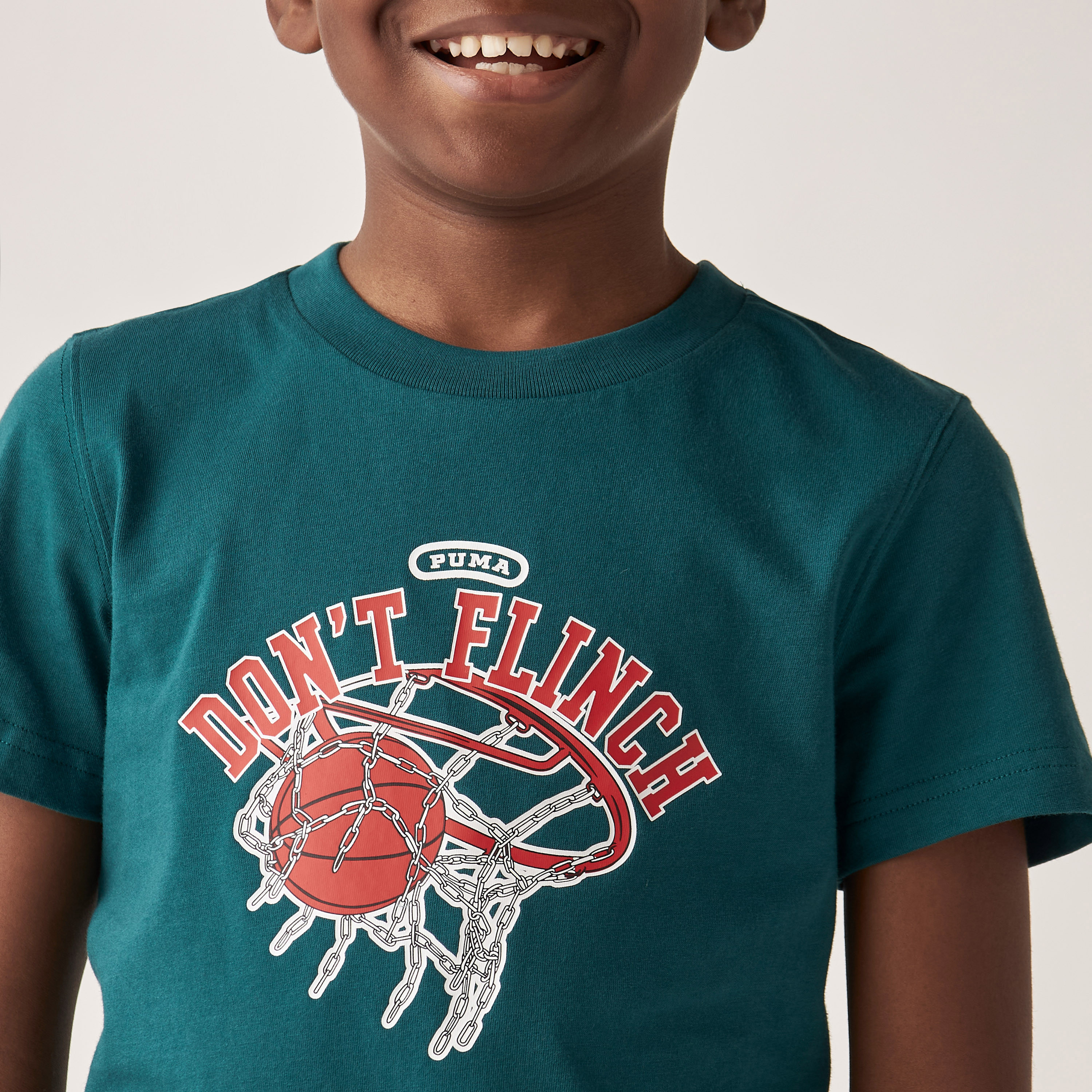 PUMA Basketball Print T-shirt with Crew Neck and Short Sleeves-sports-boys-clothing-tops-image-4