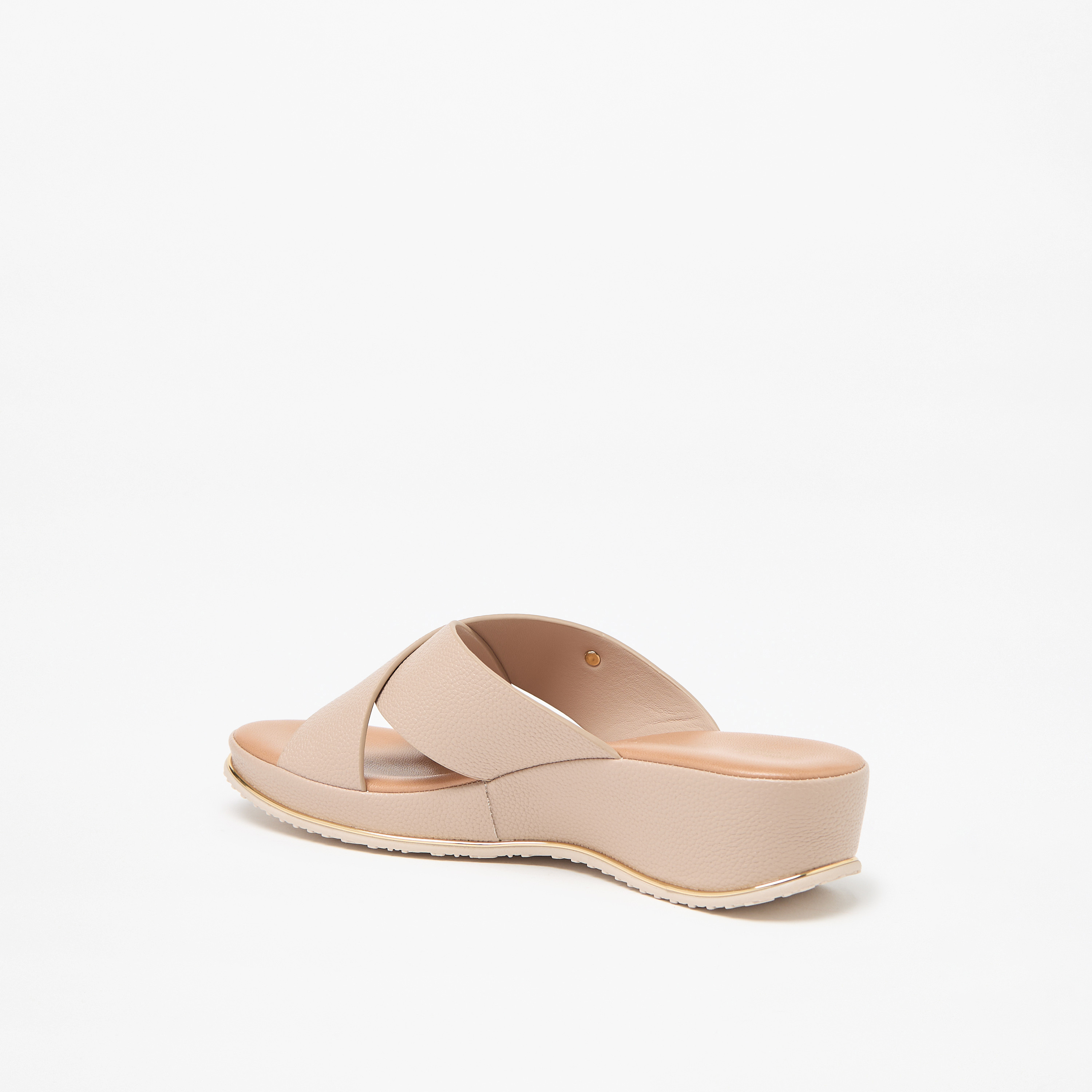 Flora Bella Textured Cross Strap Slip-On Sandals with Wedge Heels-women-shoes-sandals-heeled-image-2