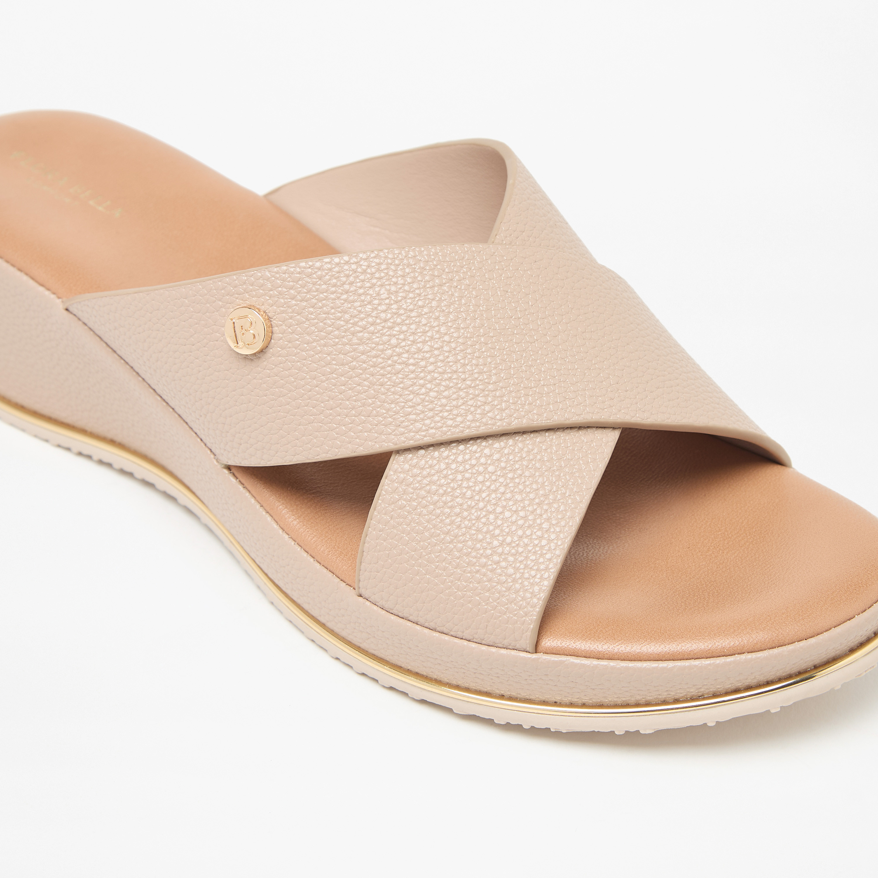 Flora Bella Textured Cross Strap Slip-On Sandals with Wedge Heels-women-shoes-sandals-heeled-image-5