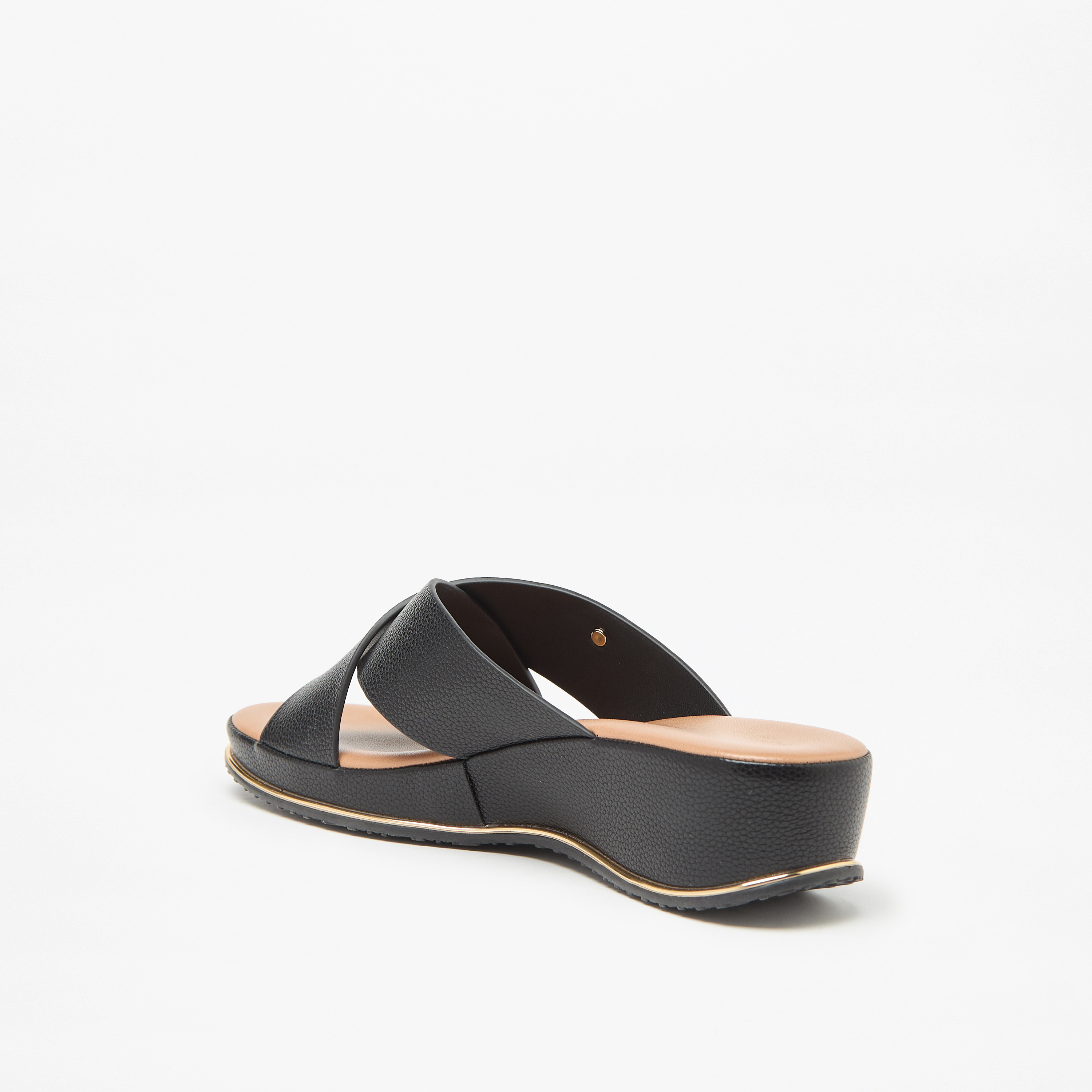 Flora Bella Textured Cross Strap Slip-On Sandals with Wedge Heels-women-shoes-sandals-heeled-image-7