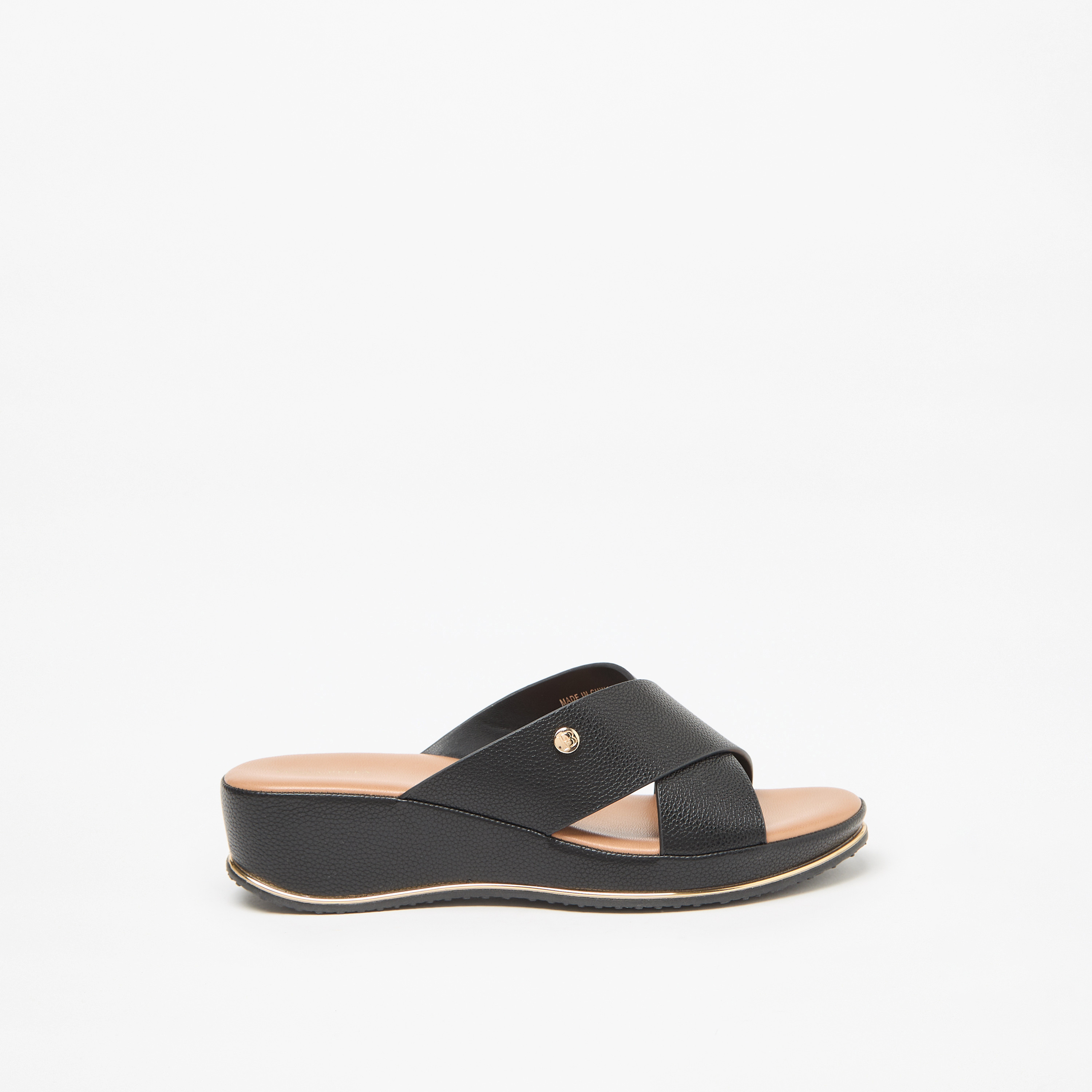 Flora Bella Textured Cross Strap Slip-On Sandals with Wedge Heels-women-shoes-sandals-heeled-image-8