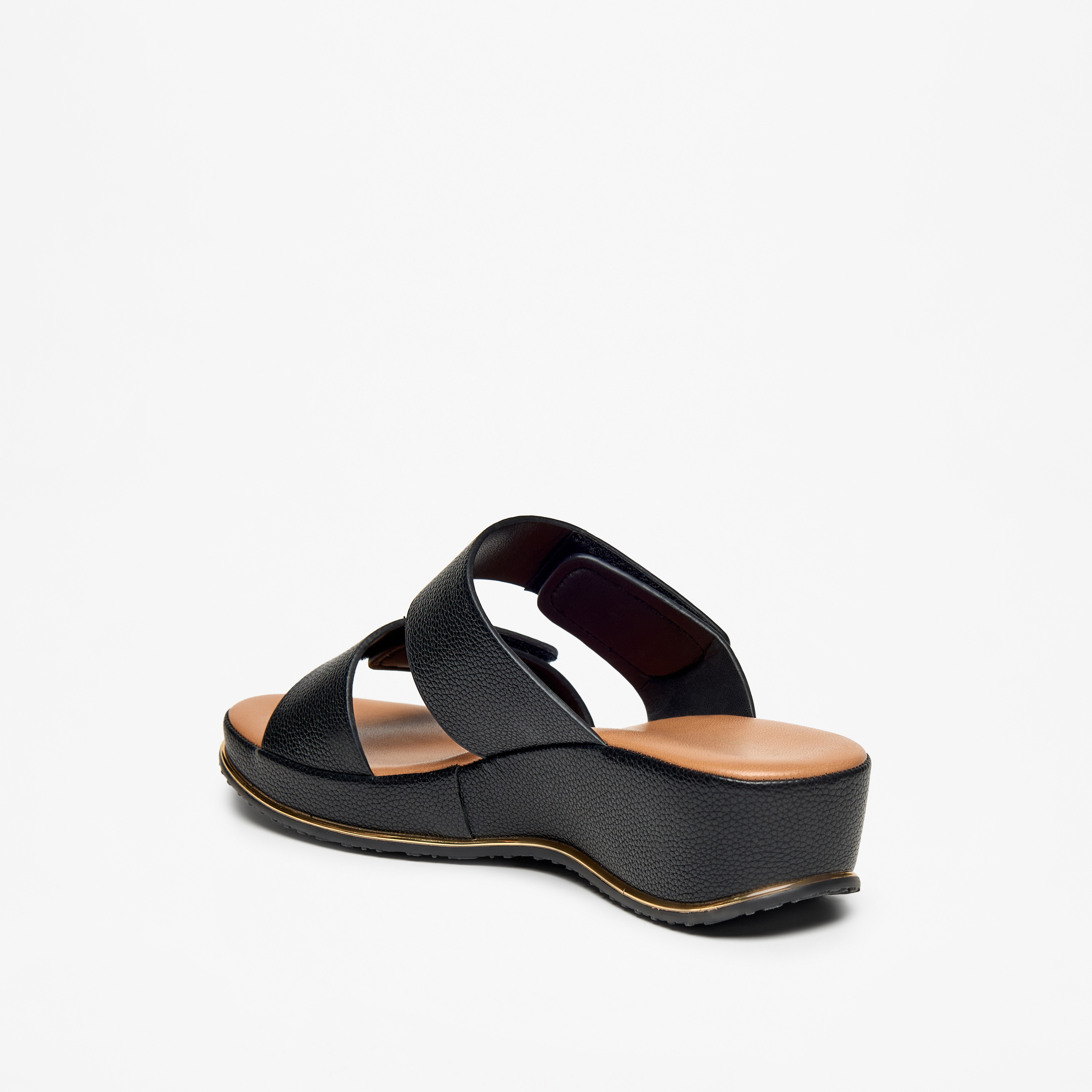 Flora Bella Textured Wedge Heel Slip-On Sandals with Hook and Loop Closure-women-shoes-sandals-heeled-image-2